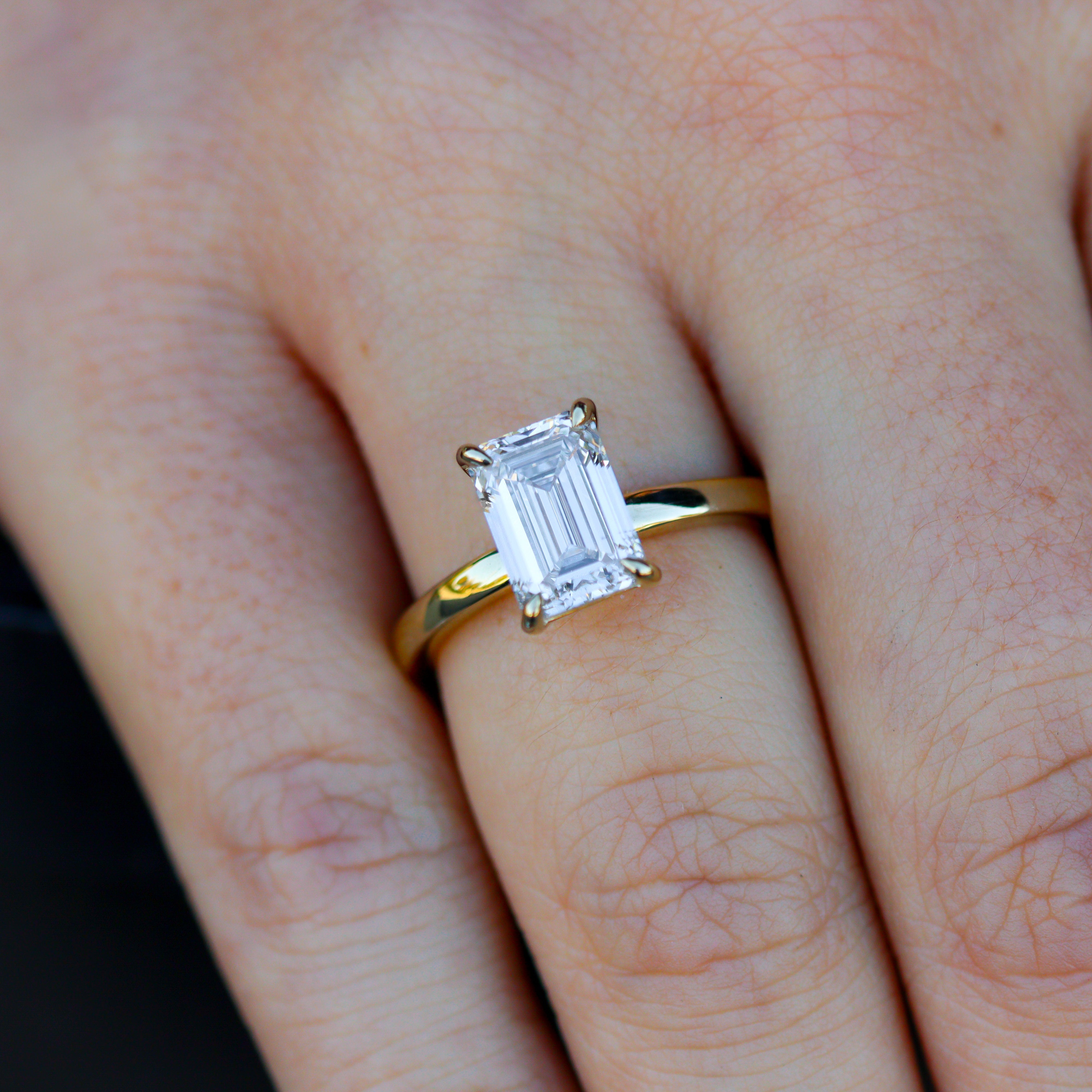 The "Carmella" — 14K Yellow Gold Certified 2.58CT. Lab-Grown Diamond Emerald-Cut Ideal Solitaire Engagement Ring