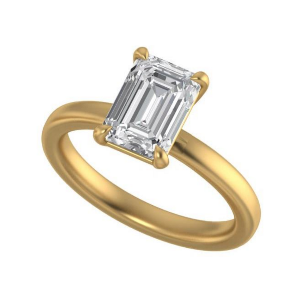 The "Carmella" — 14K Yellow Gold Certified 2.58CT. Lab-Grown Diamond Emerald-Cut Ideal Solitaire Engagement Ring