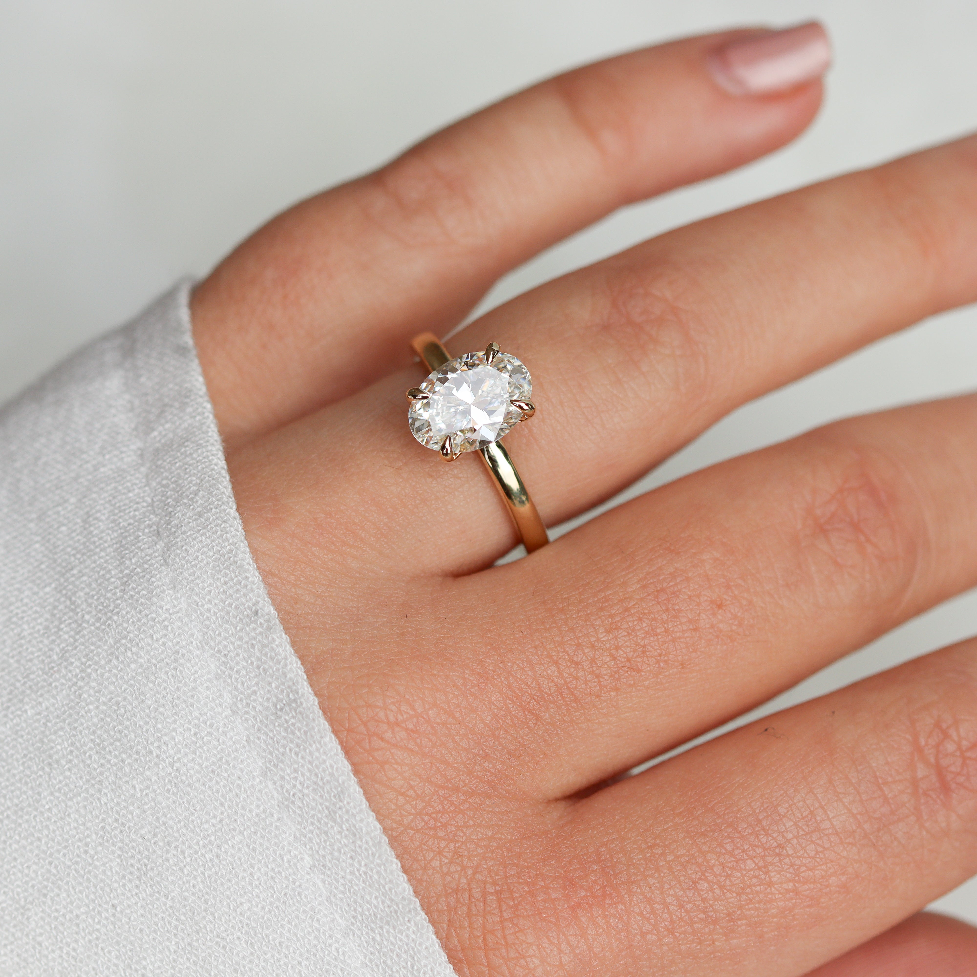 The "Mia" — 14K Yellow Gold Certified 2.58CT. Lab-Grown Diamond Oval-Cut Ideal Solitaire Engagement Ring