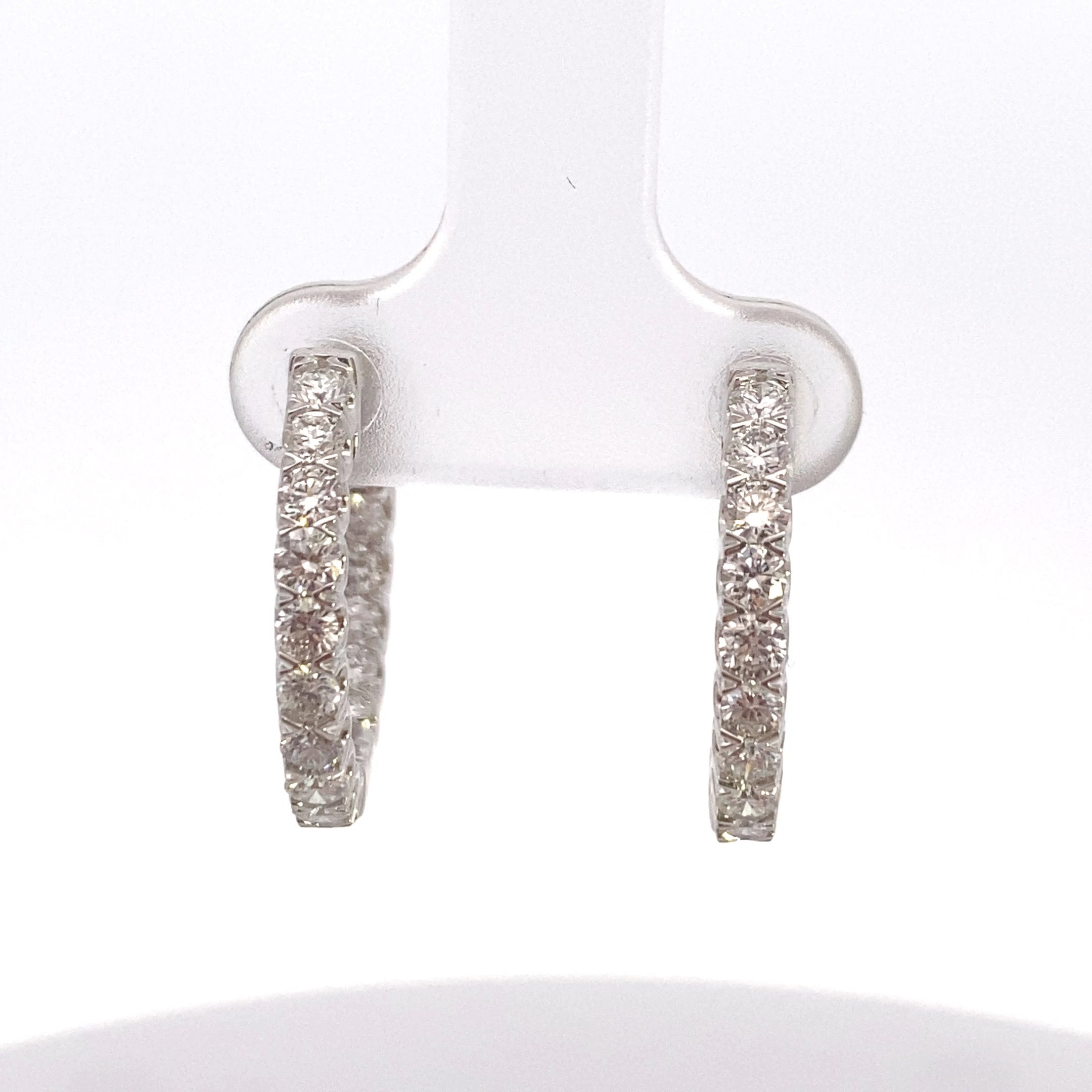 14K White Gold 1.5CTW. Lab-Grown Diamond Inside-Out Hoops