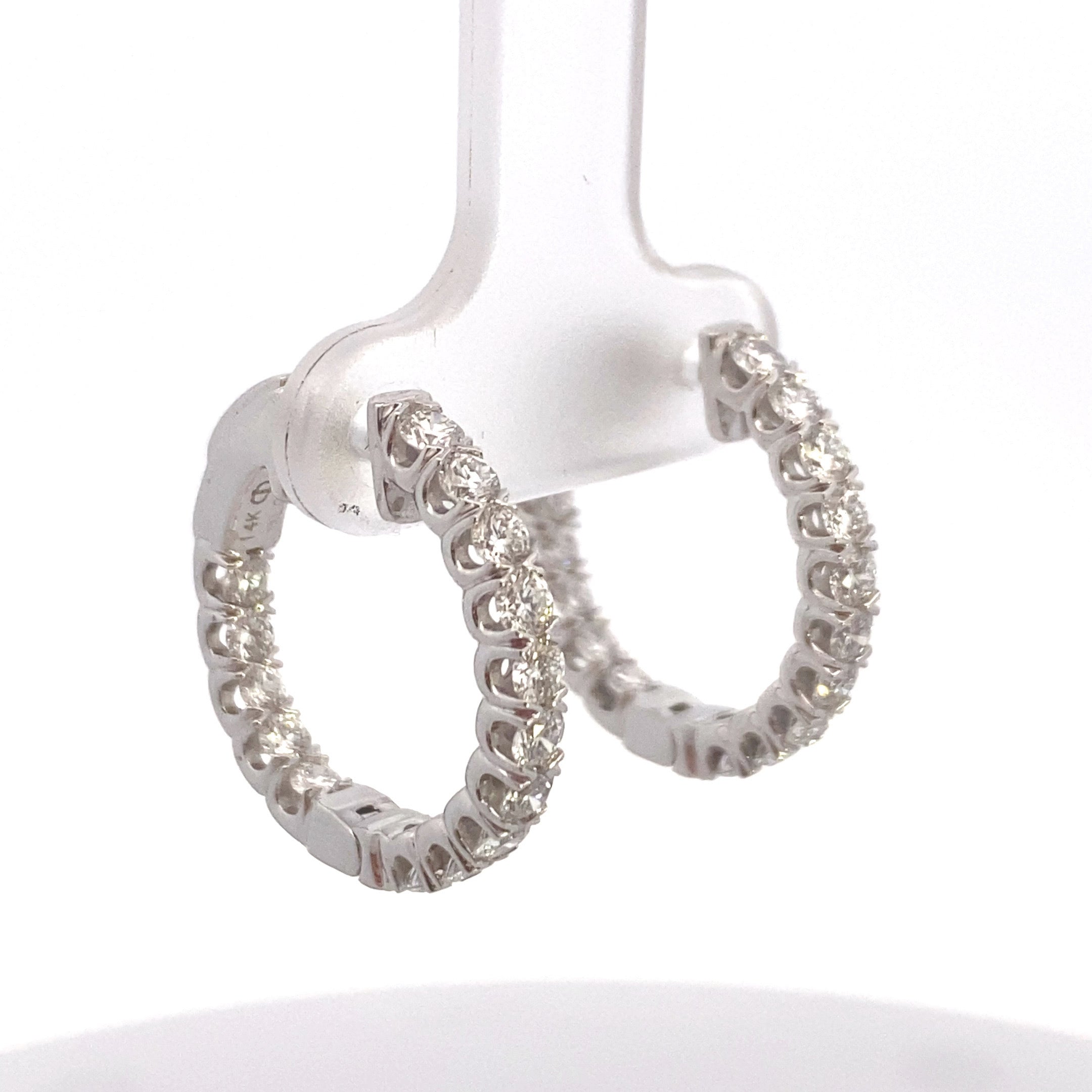 14K White Gold 1-1/2CT. Lab-Grown Diamond Inside-Out Hoops