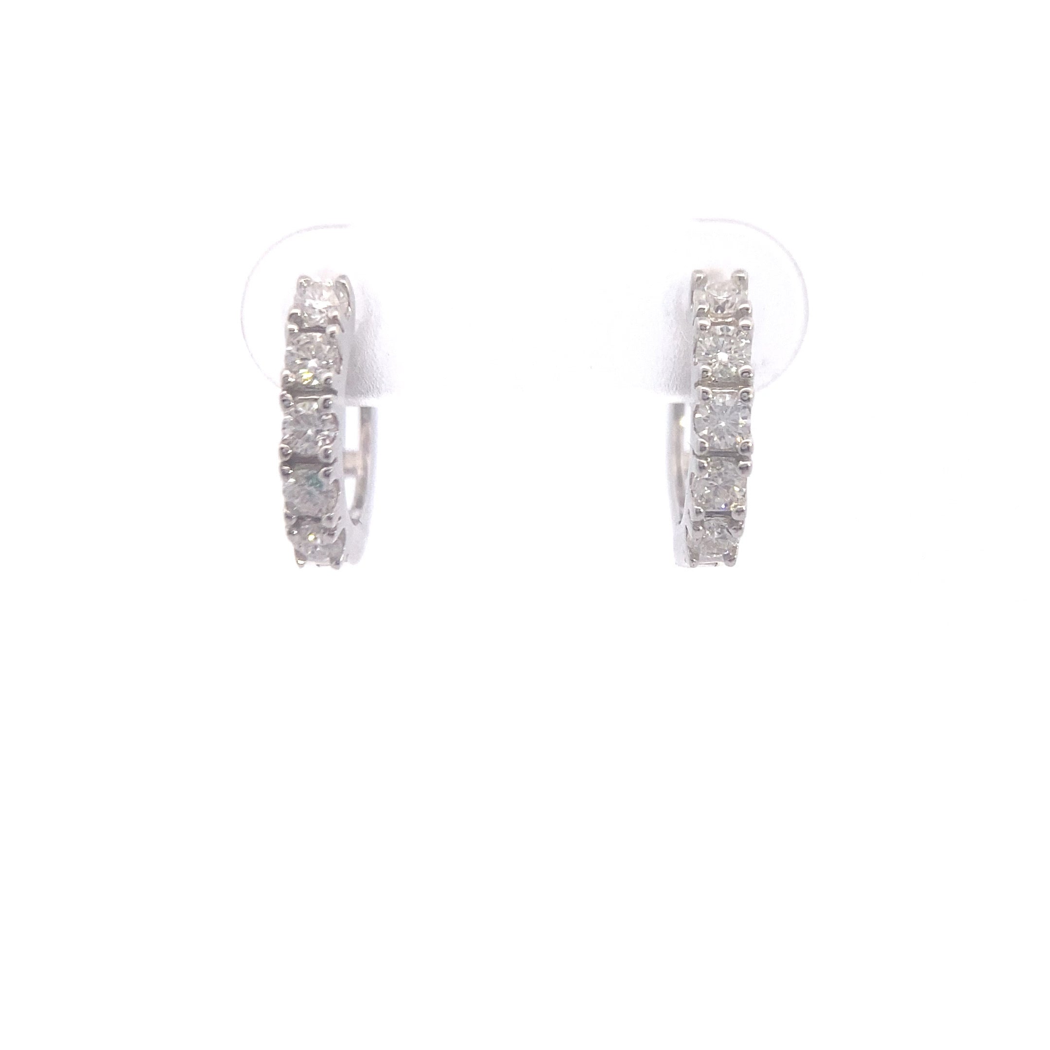 Sterling Silver 1CTW. Moissanite Huggie Hoop Earrings