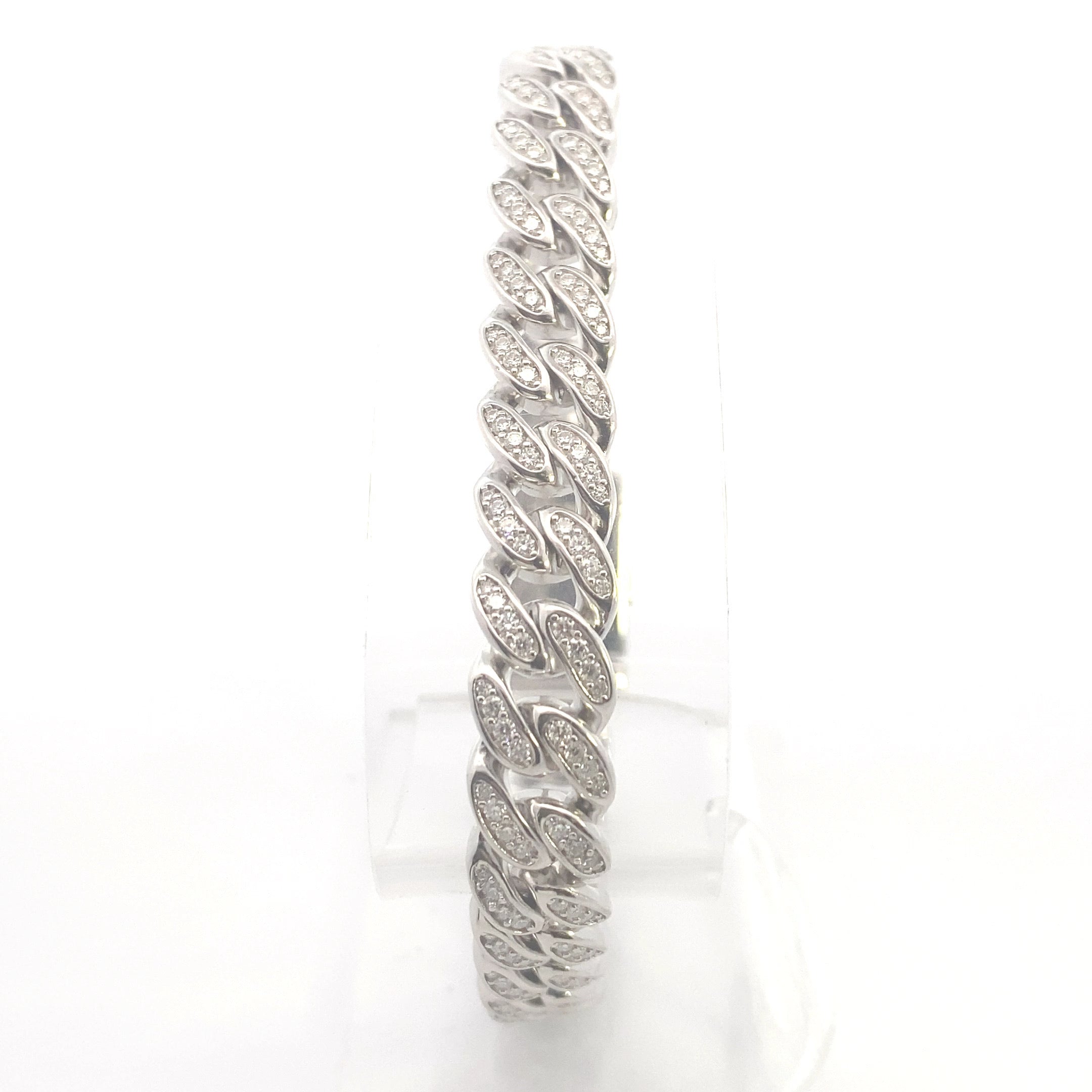 Sterling Silver Men's 12CT. Moissanite Micro-Pave Miami Cuban Link Bracelet