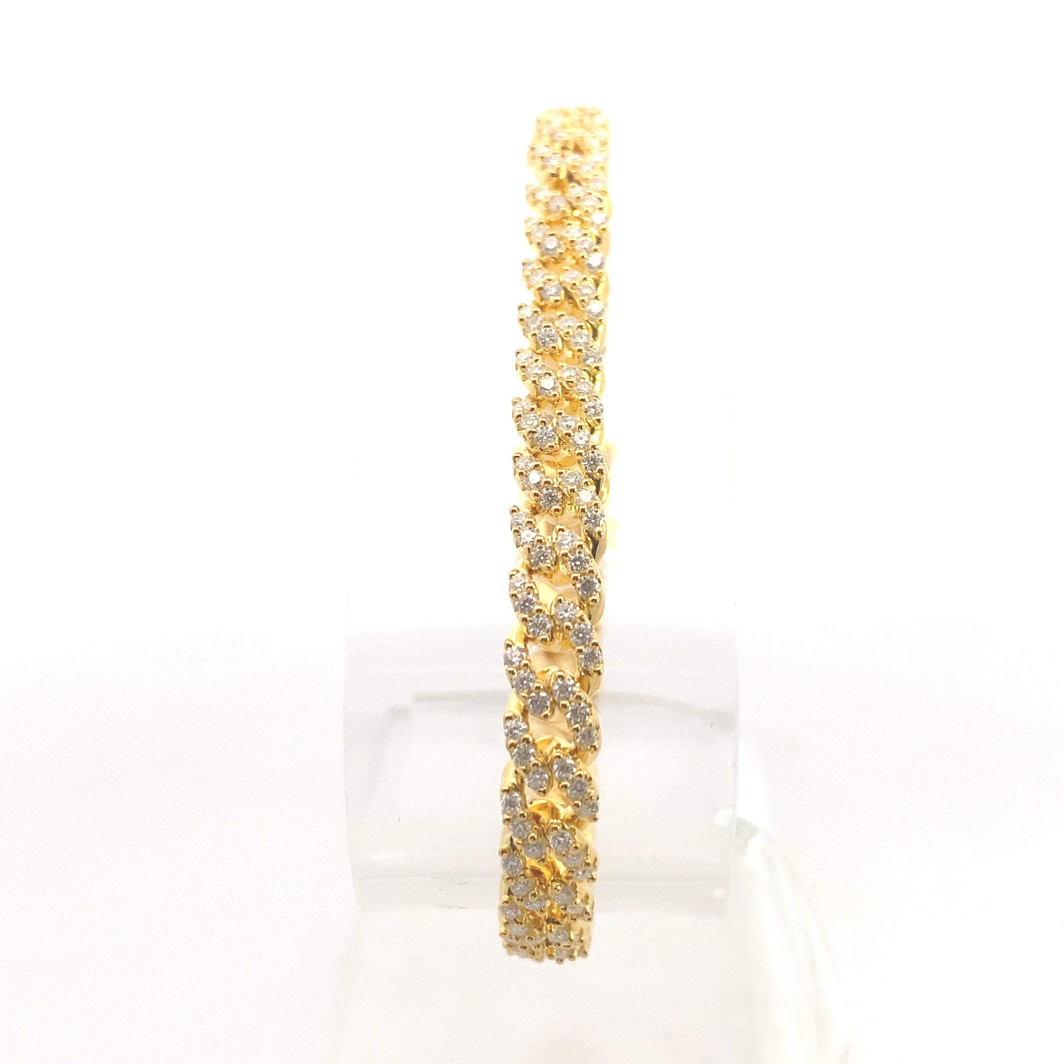 Yellow Gold-Plated Sterling Silver 5CT. Moissanite 6MM Pave Miami Cuban Link Bracelet