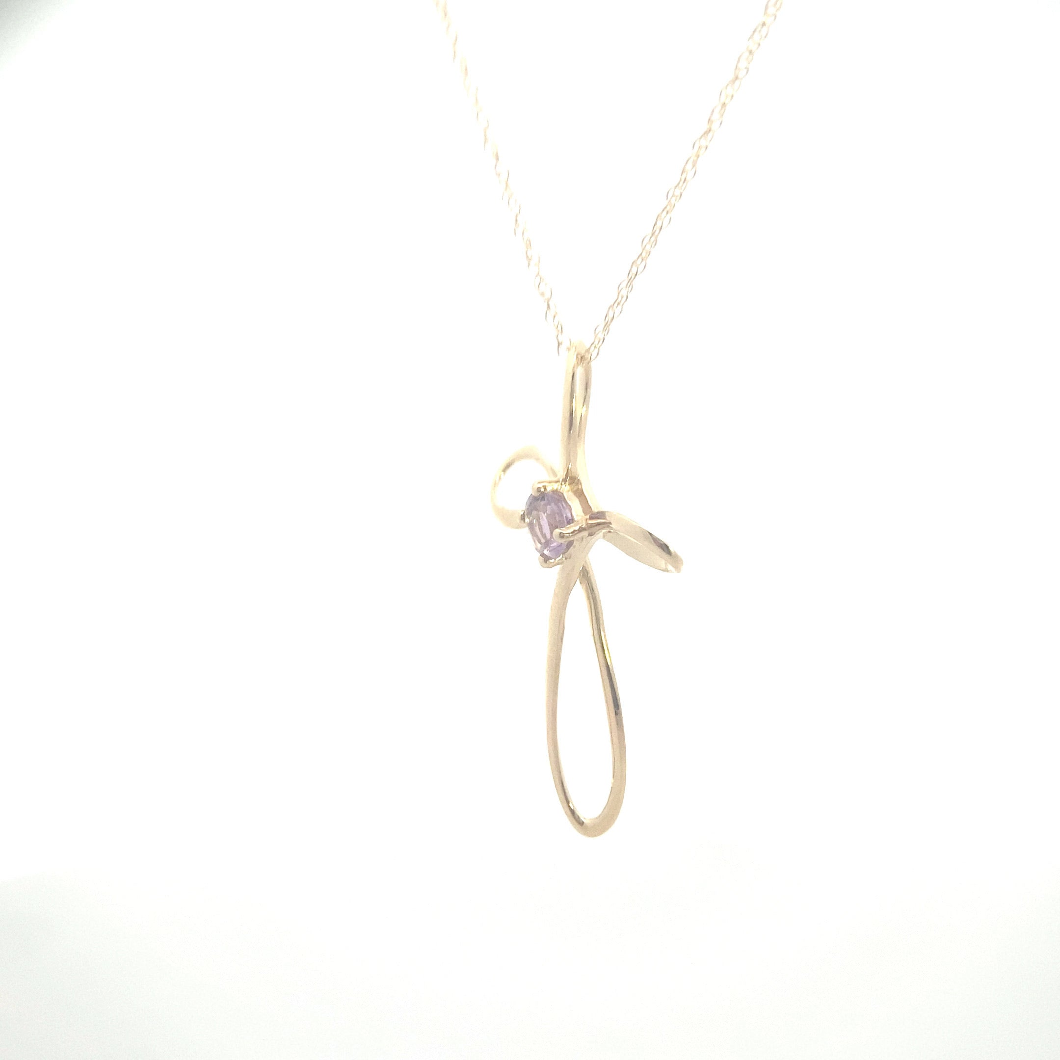 10K Yellow Gold 1/4CT. Pink Amethyst Cross Pendant