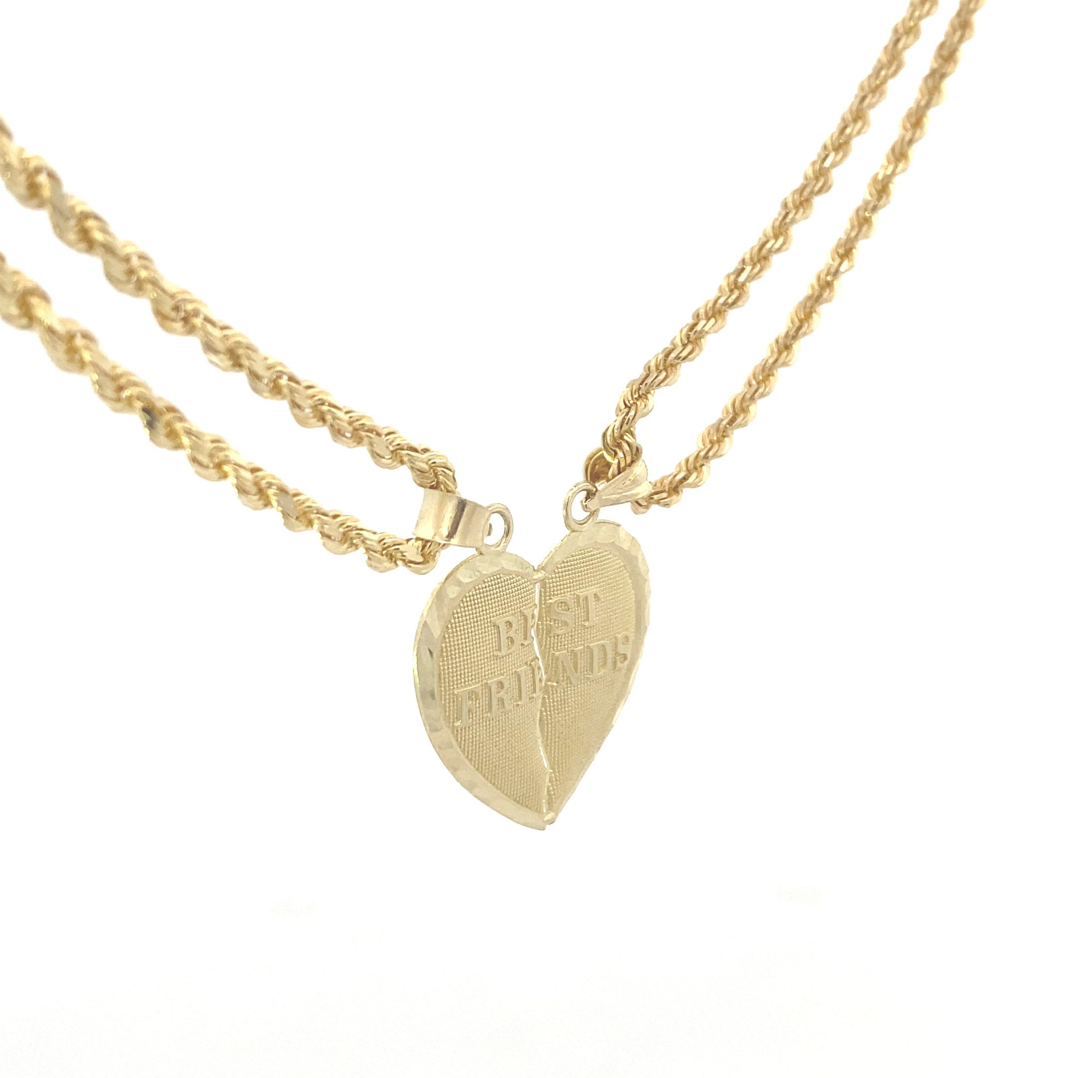 10K Yellow Gold Matching Two-Piece Broken Heart Best Friends Chain Piece