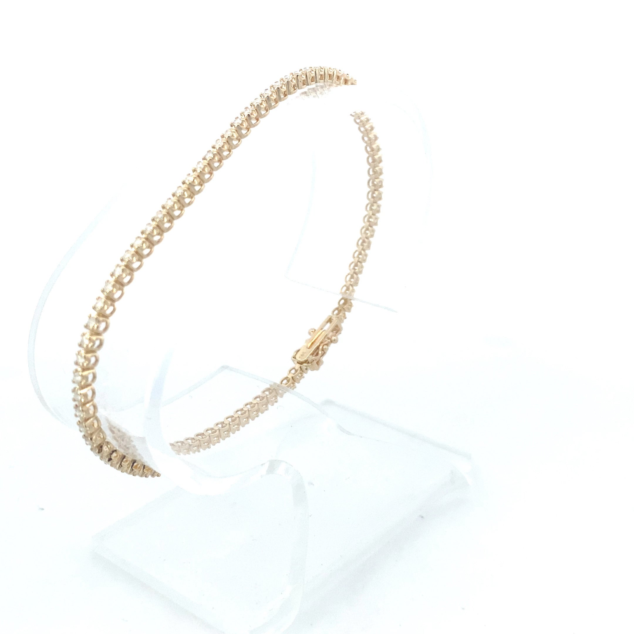 14K Yellow Gold 1CTW. Natural Diamond Scalloped Tennis Bracelet
