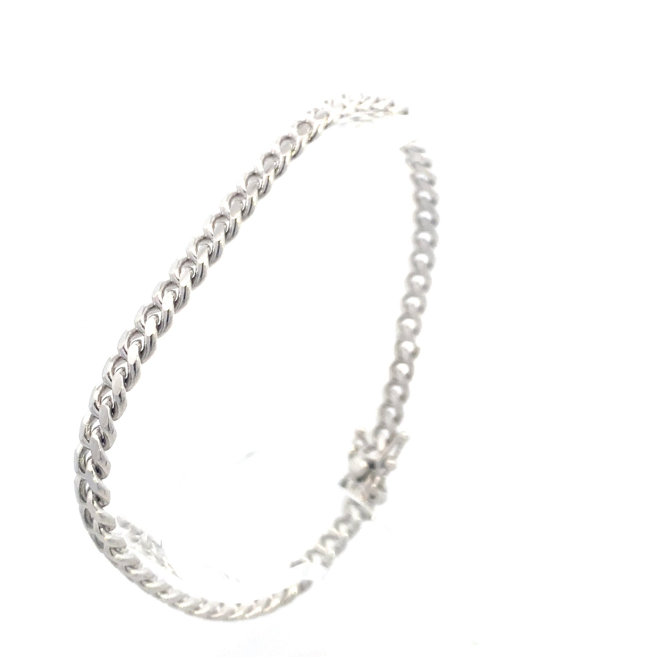 Sterling Silver Polished 4.5MM Curb Chain 8.5" Bracelet with Tennis Clasp