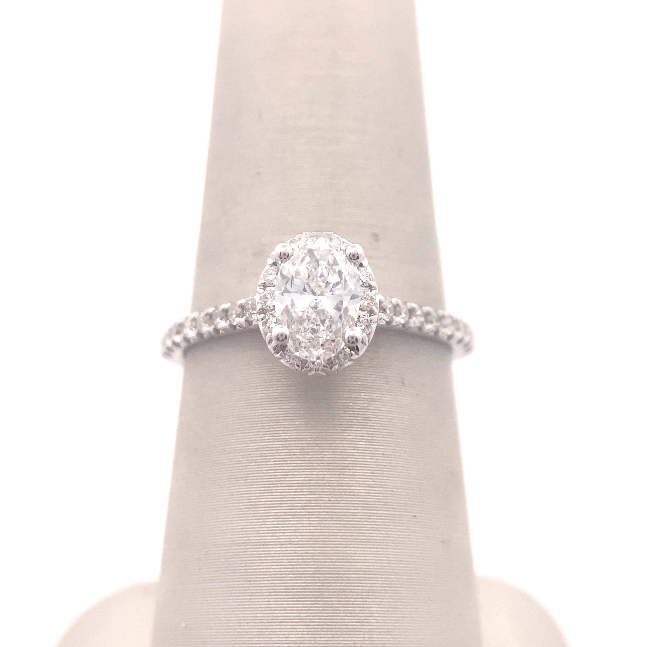The "Hannah" — 14K White Gold 1CTW. Accented Diamond Halo Engagement Ring