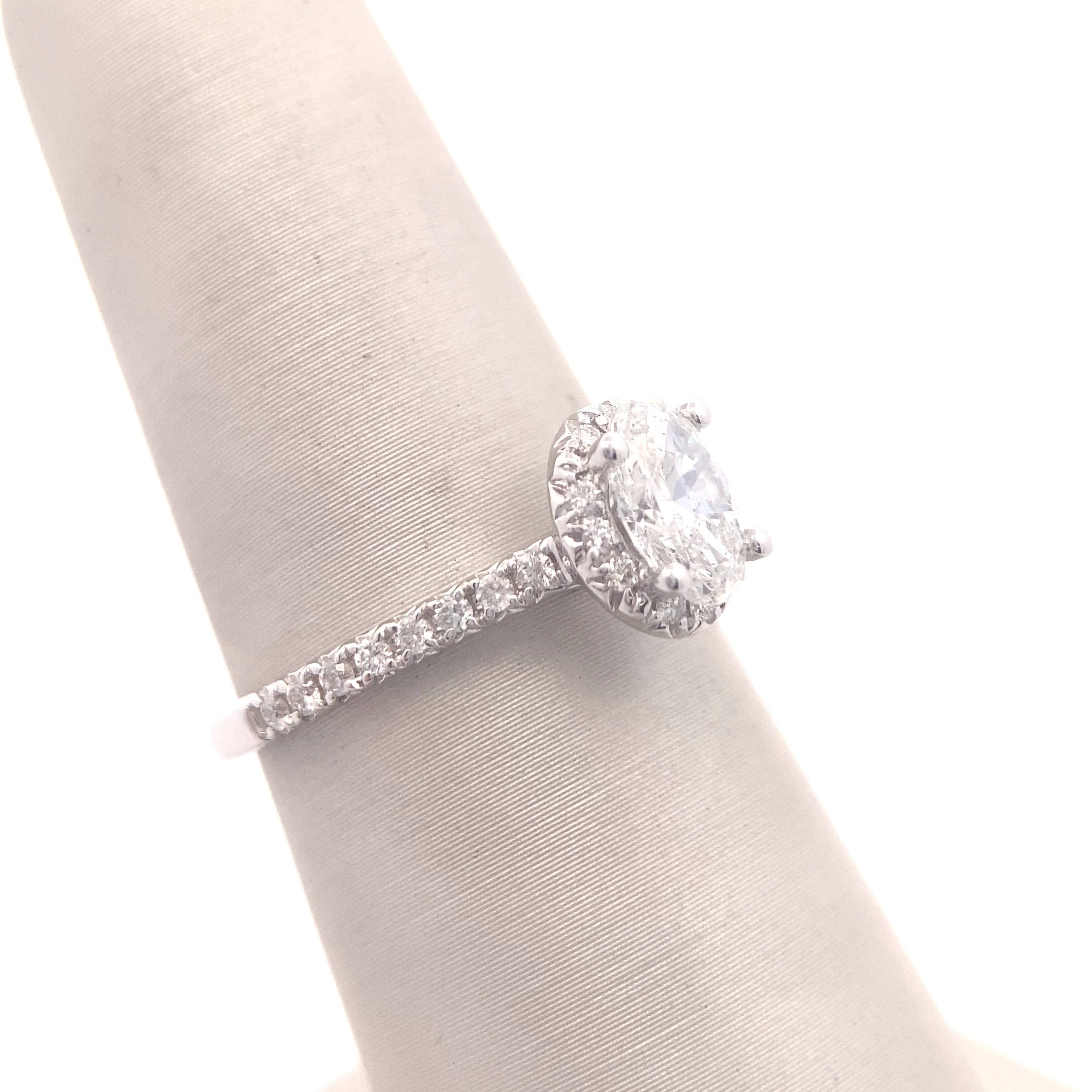 The "Hannah" — 14K White Gold 1CTW. Accented Diamond Halo Engagement Ring