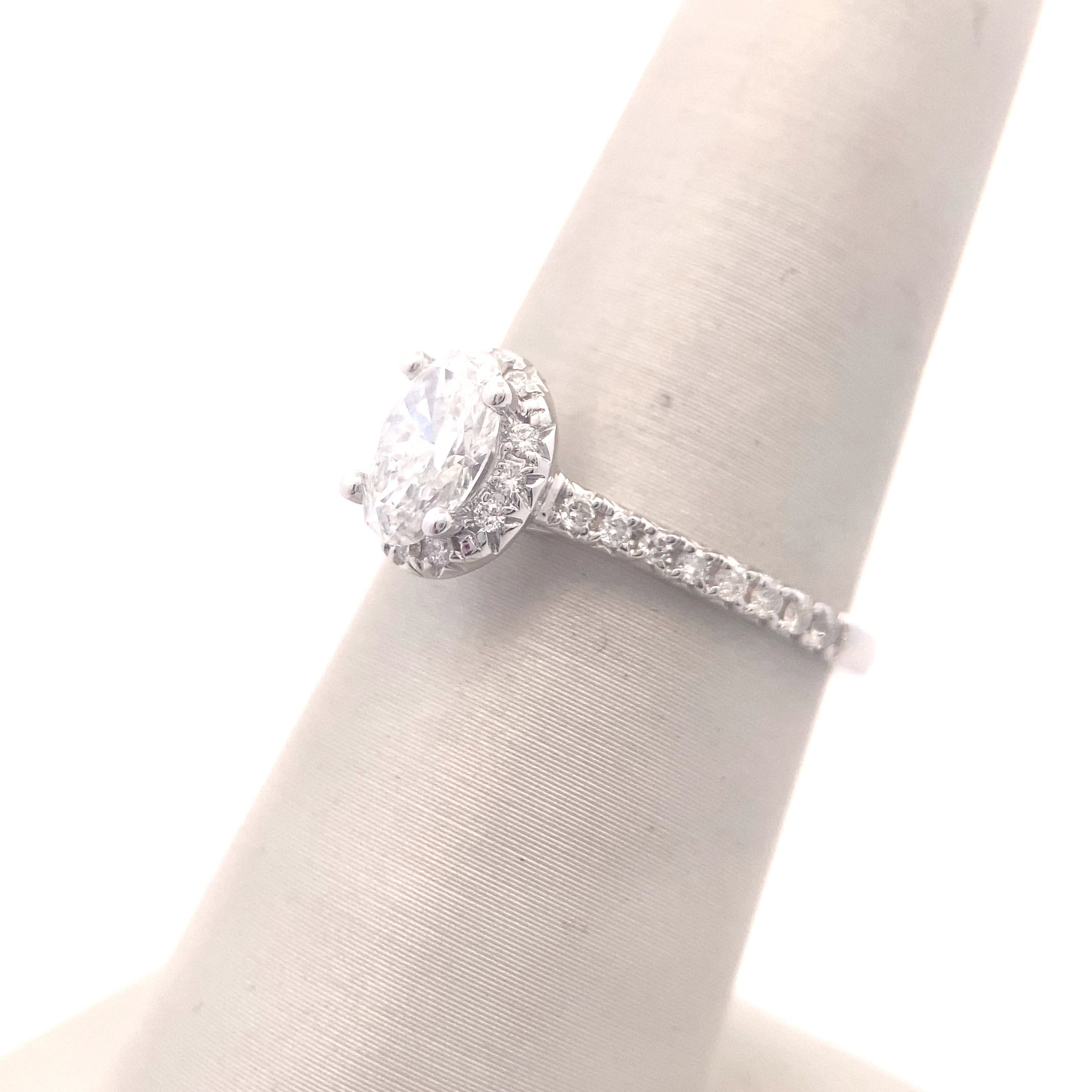 The "Hannah" — 14K White Gold 1CTW. Accented Diamond Halo Engagement Ring