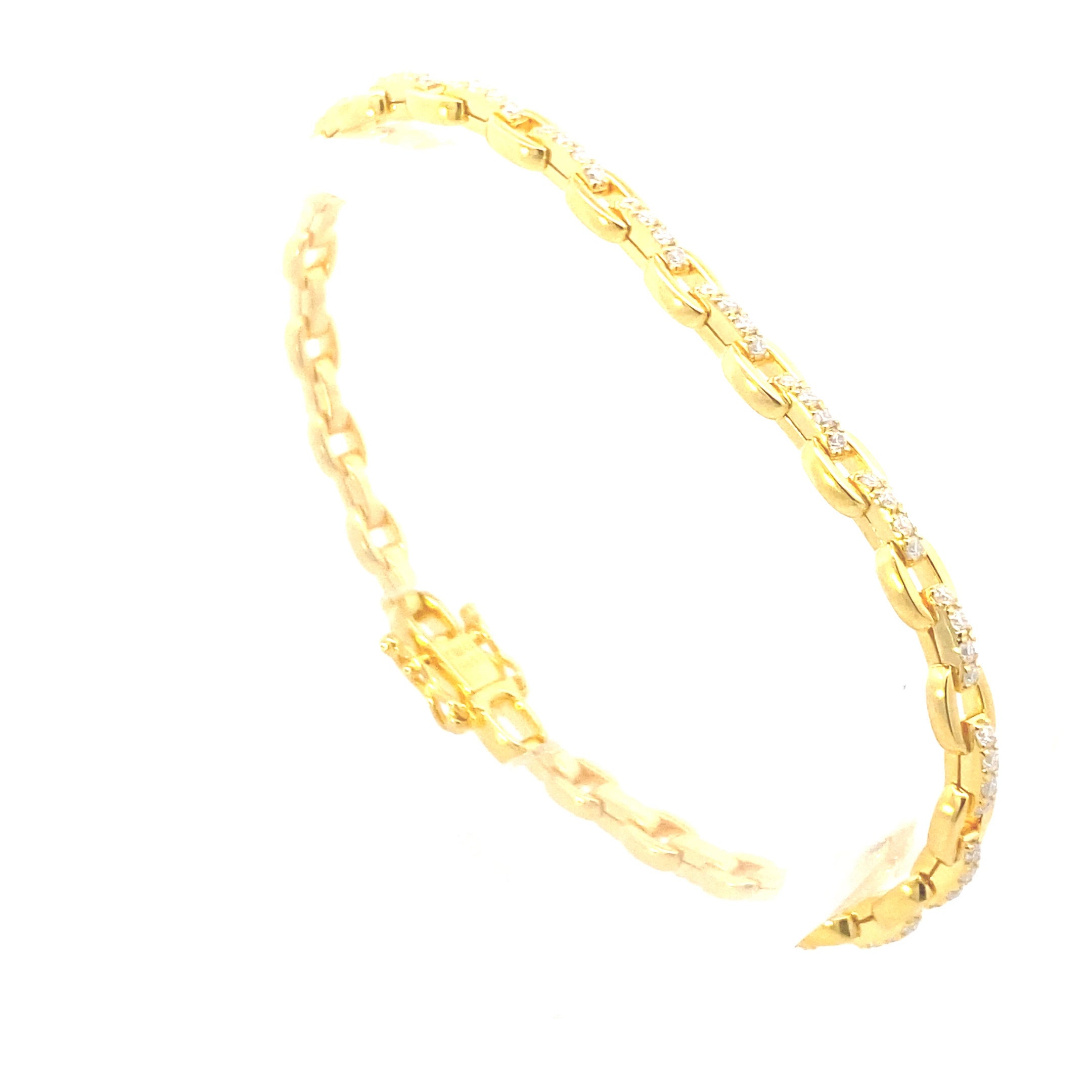 Yellow Gold-Plated Moissanite Encrusted Link Bracelet