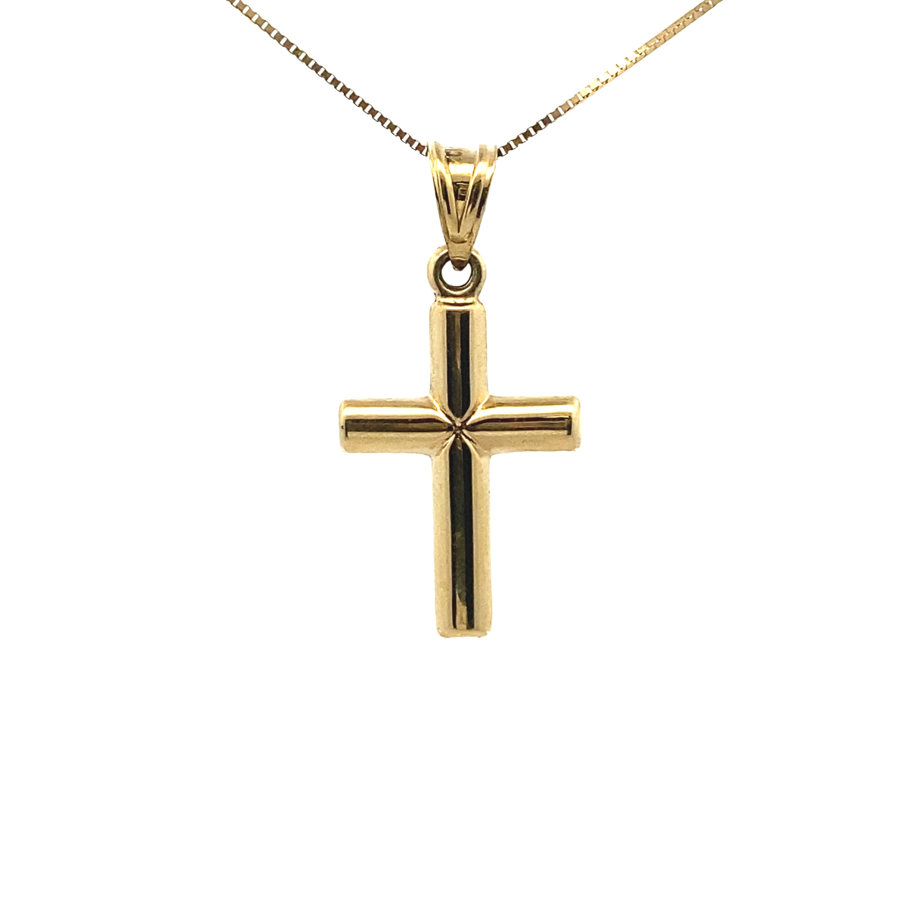10K Yellow Gold Simple 18-1/2MM Tall Cross Pendant
