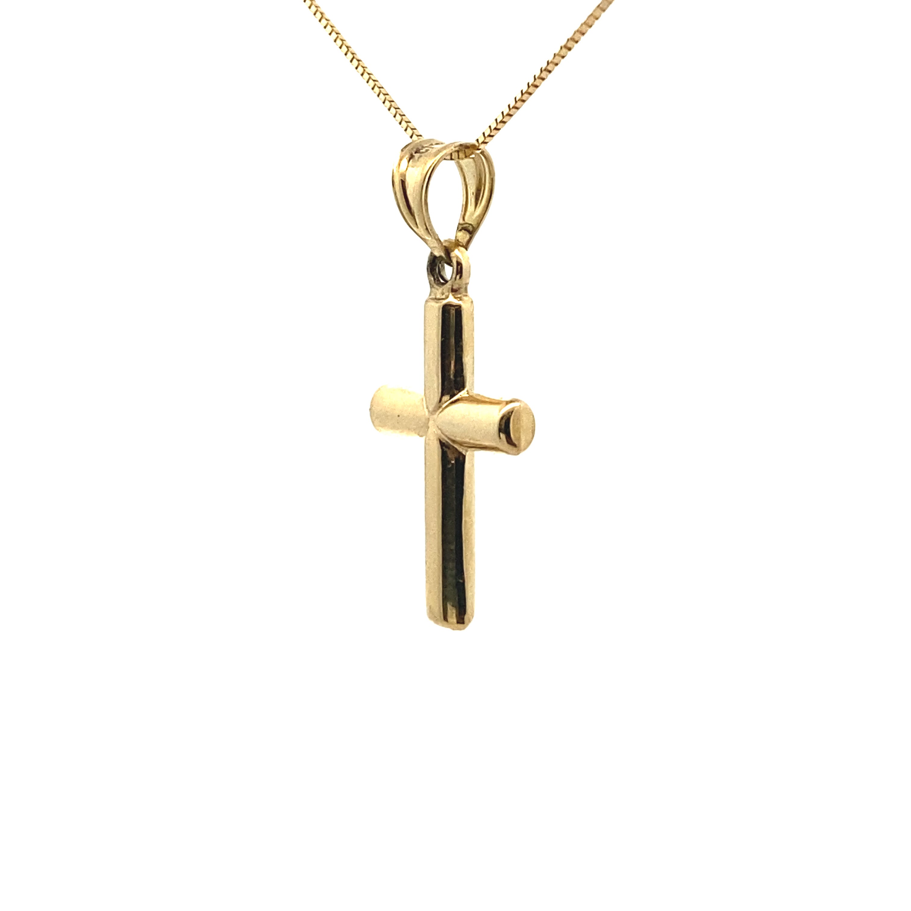 10K Yellow Gold Simple 18-1/2MM Tall Cross Pendant