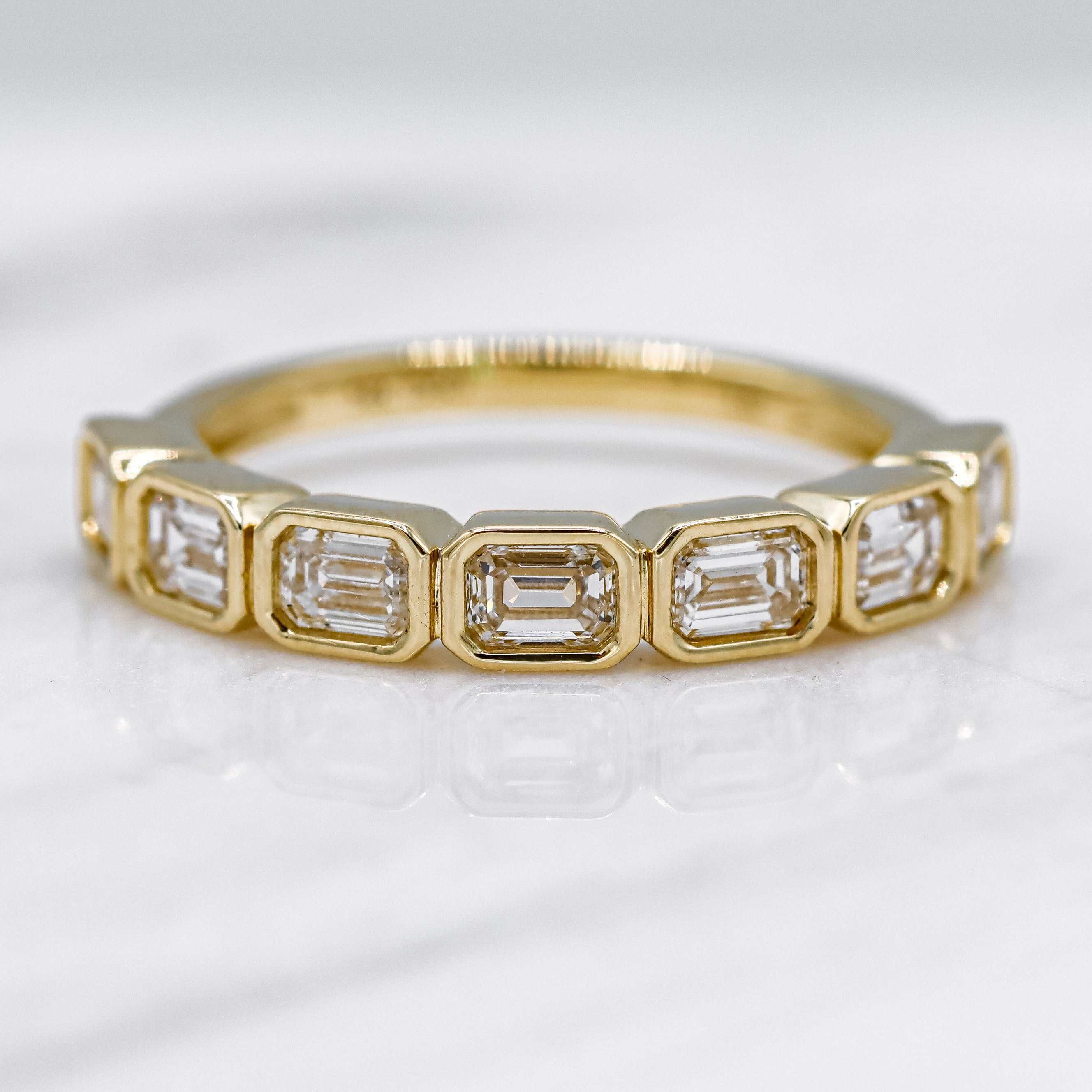 14K Yellow Gold Emerald Bezel Lab-Grown Diamond