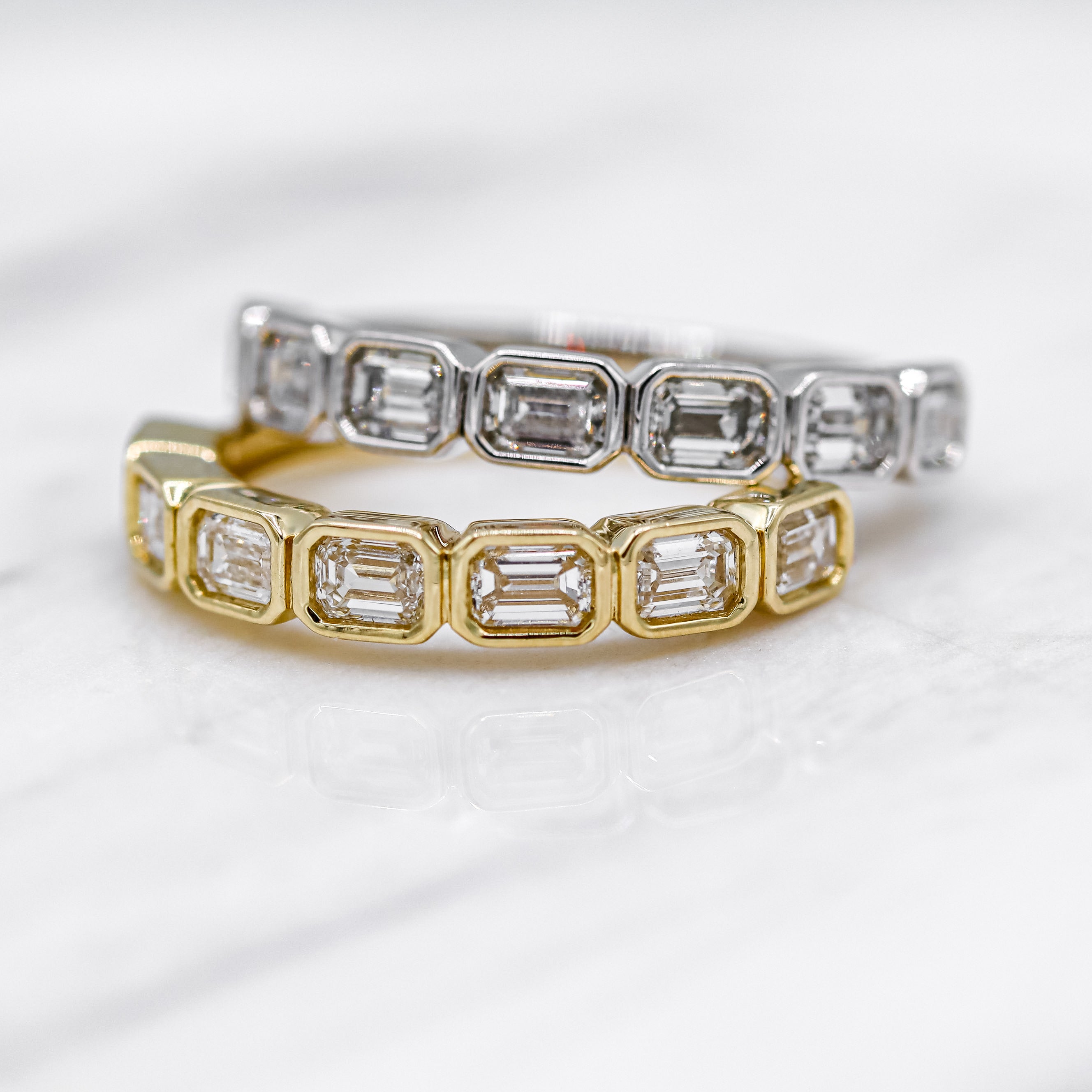 14K Yellow Gold Emerald Bezel Lab-Grown Diamond