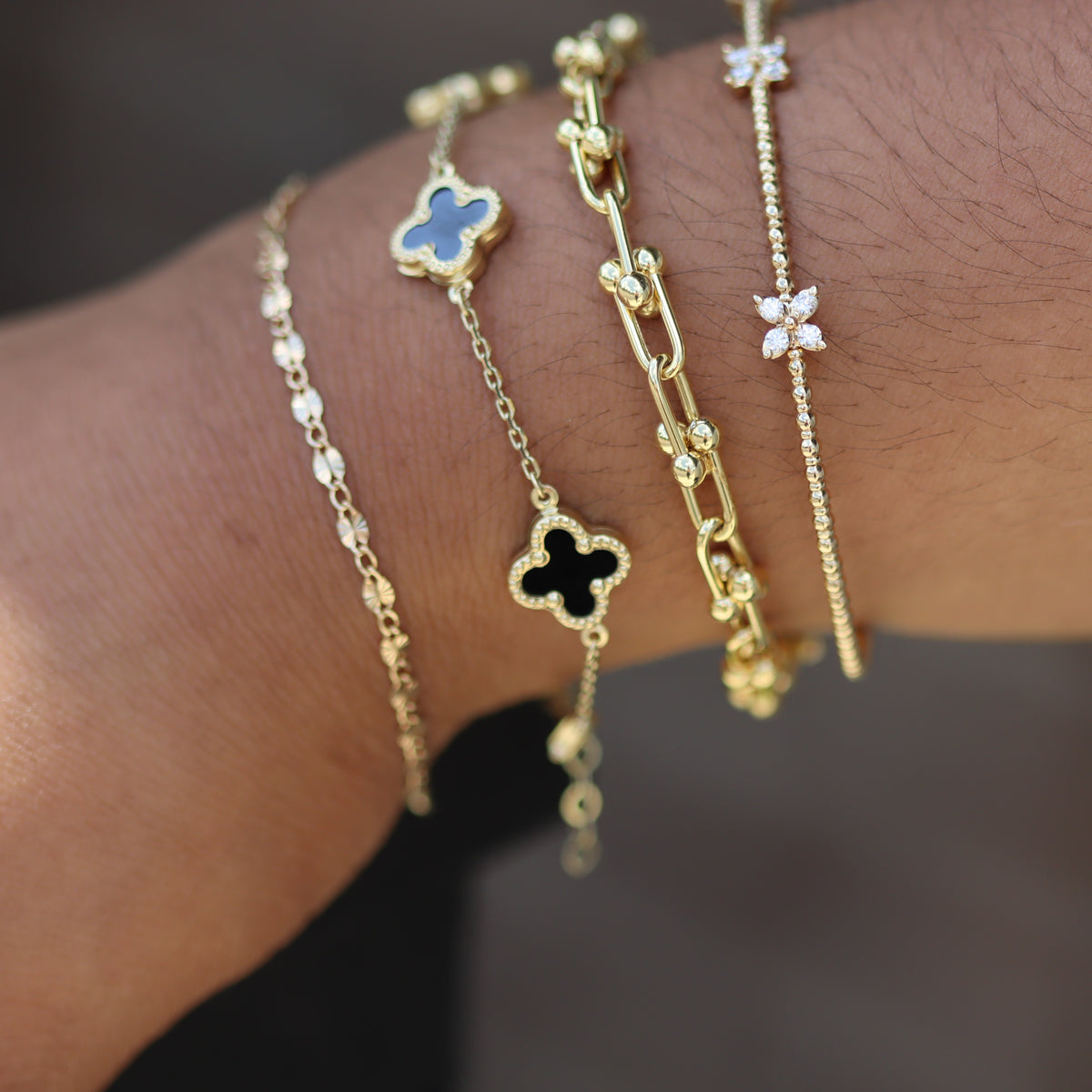 14K Yellow Gold 4.5MM Designer Inspired U-Link Bracelet