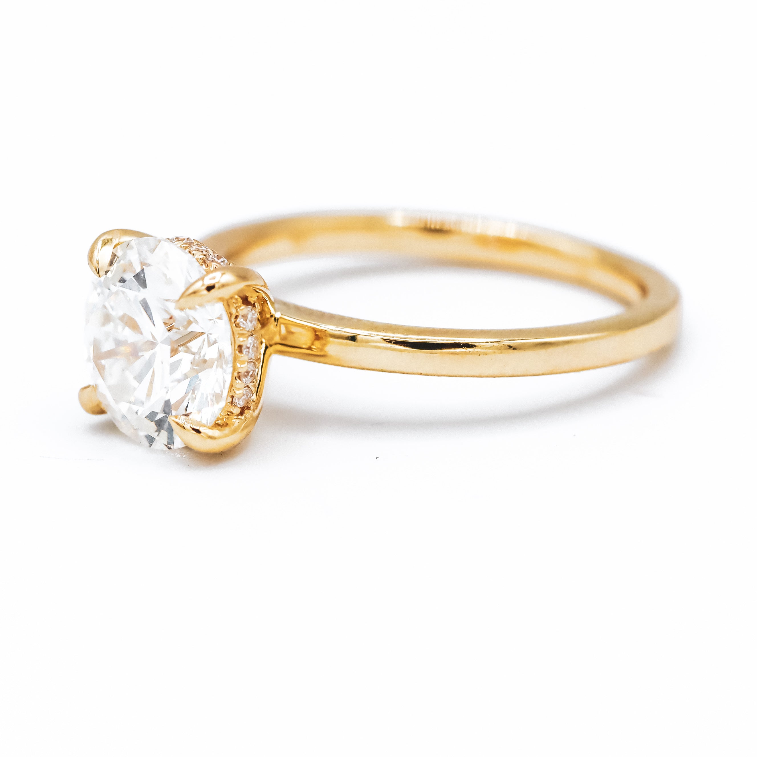 14K Yellow Gold Certified 2CT. Round Lab-Grown Diamond Engagement Ring