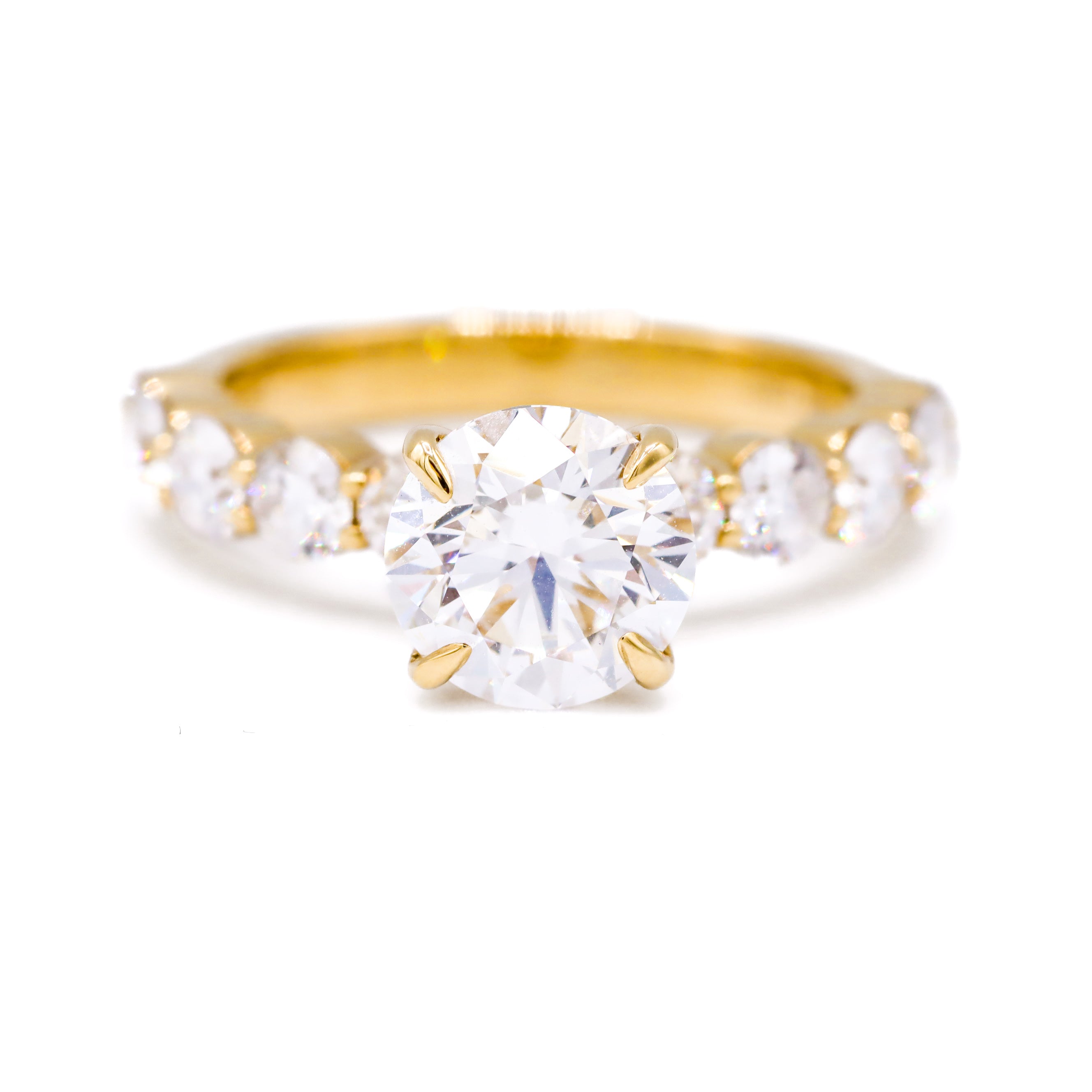The "Lucy" — 14K Yellow Gold Round 2CT. Center Lab-Grown Diamond Engagement Ring