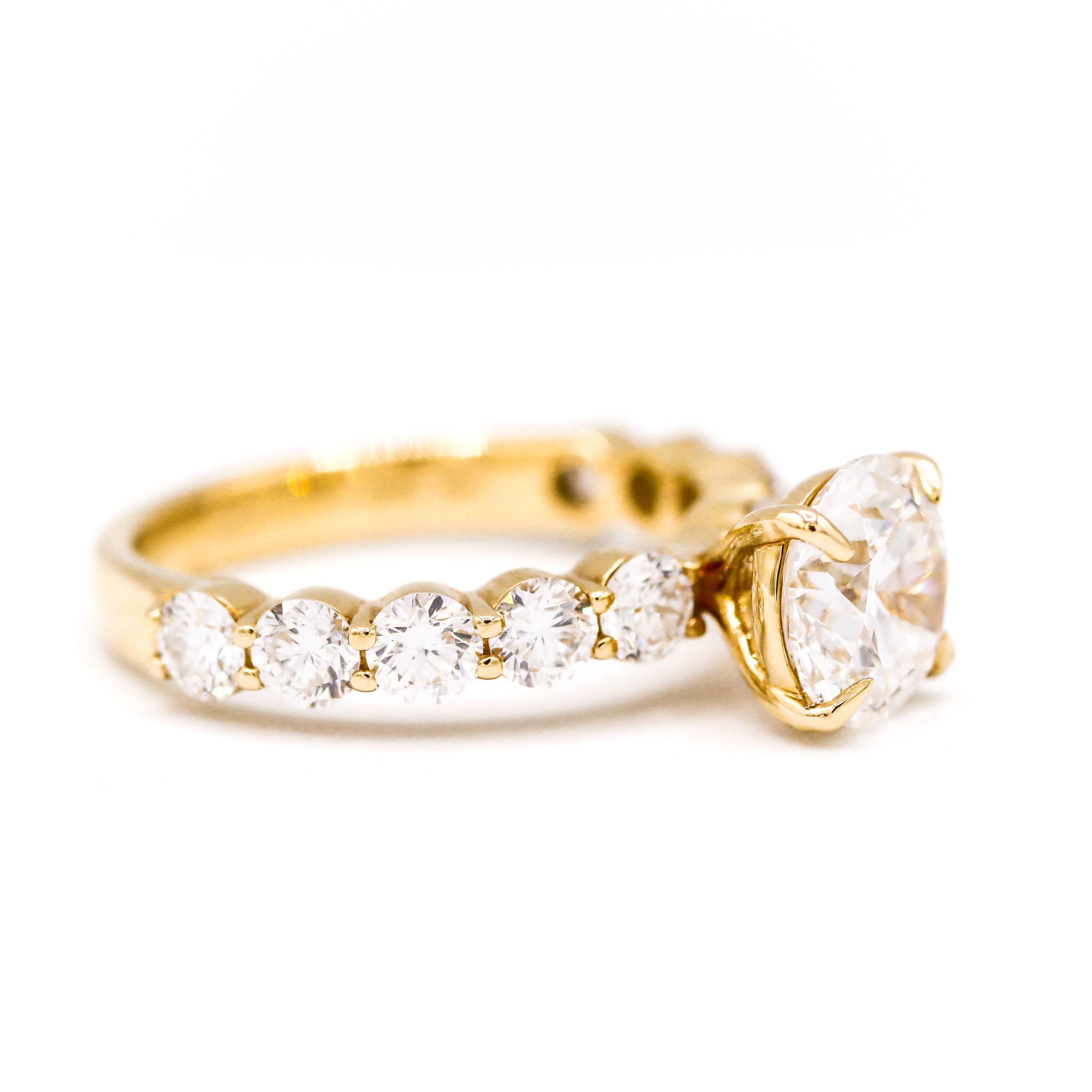 The "Lucy" — 14K Yellow Gold Round 2CT. Center Lab-Grown Diamond Engagement Ring