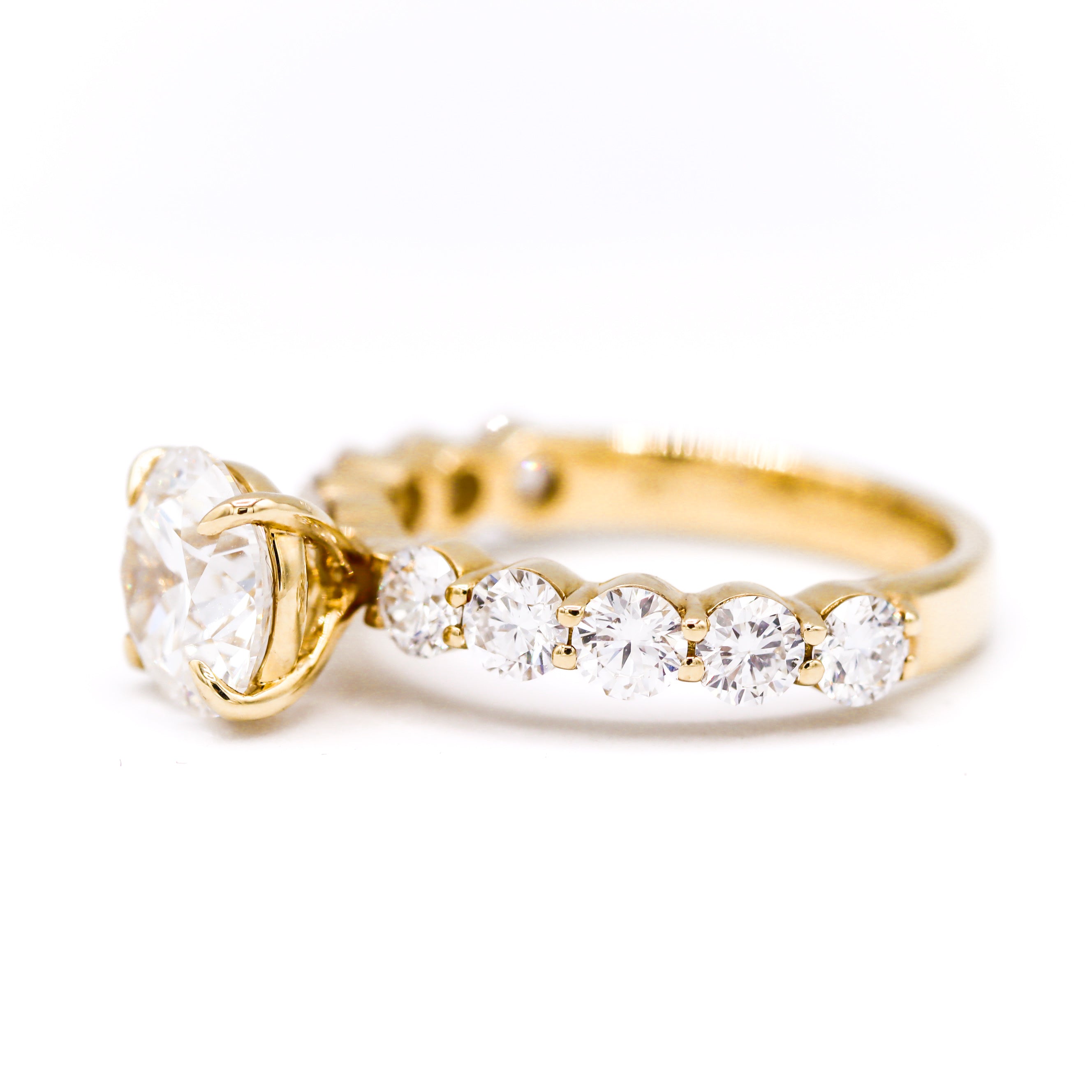 The "Lucy" — 14K Yellow Gold Round 2CT. Center Lab-Grown Diamond Engagement Ring