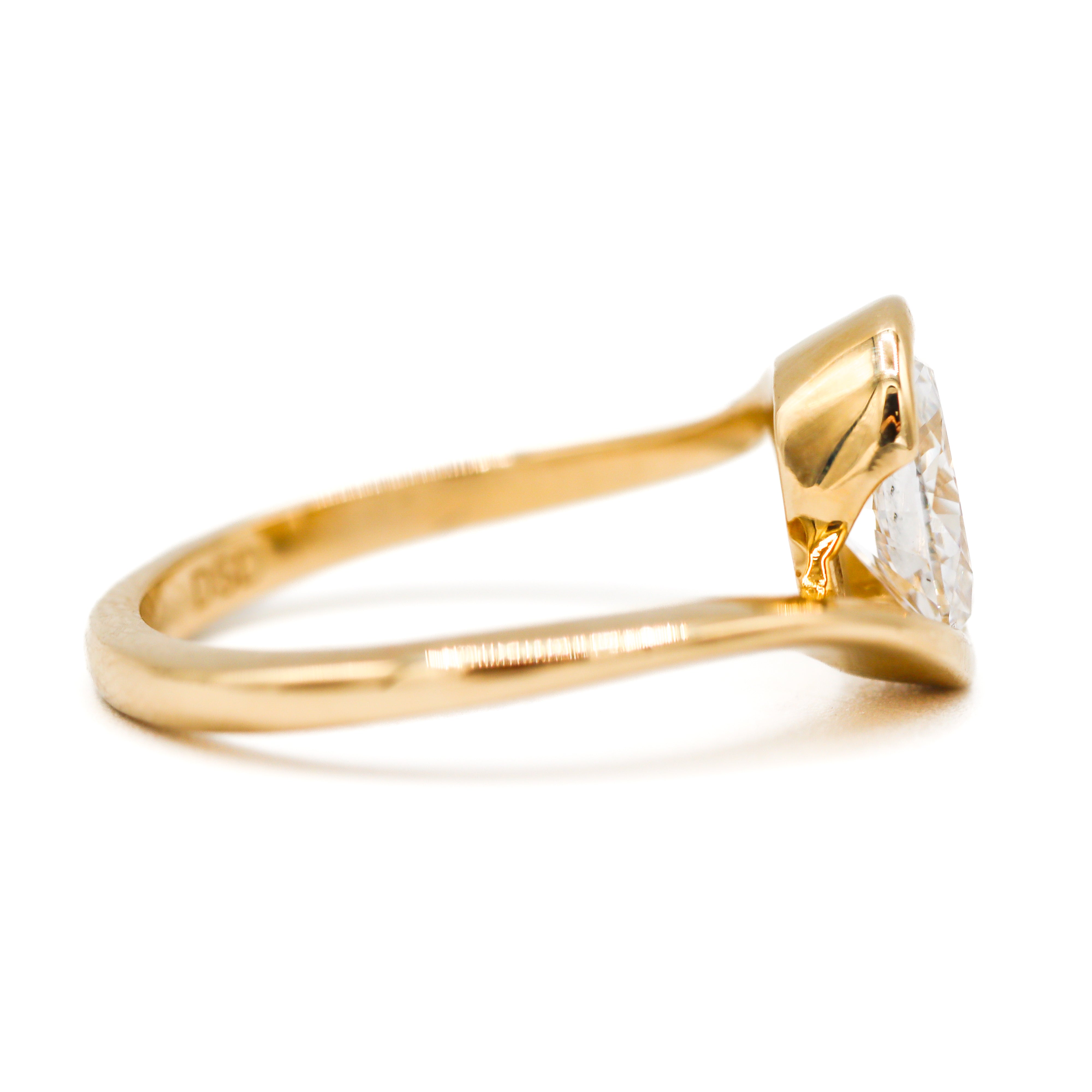 14K Yellow Gold 1.00 CT. Oval Lab-Grown Diamond Half-Bezel Bypass Engagement Ring