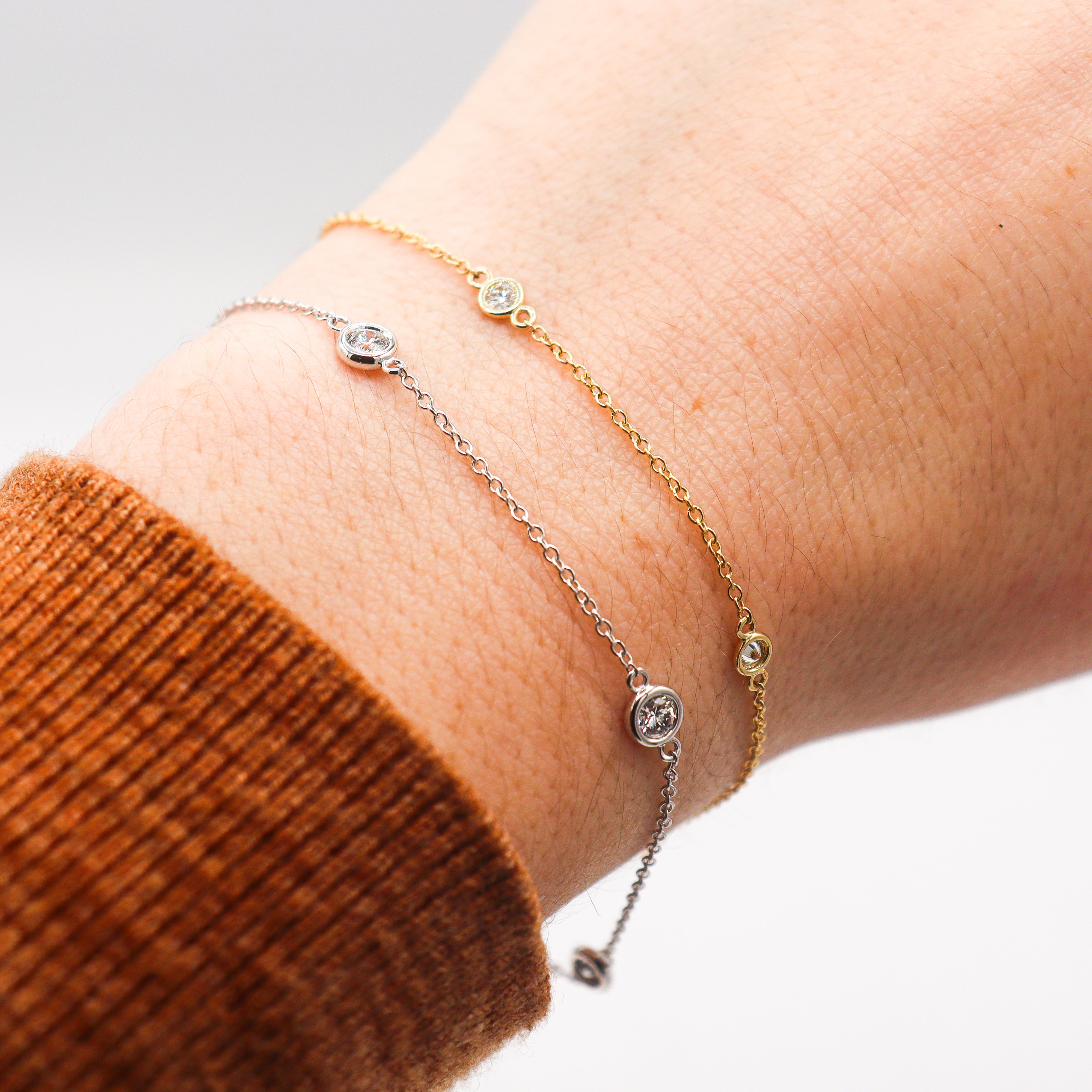 14K White Gold 1/2 CT. Lab-Grown Diamond Station Bracelet