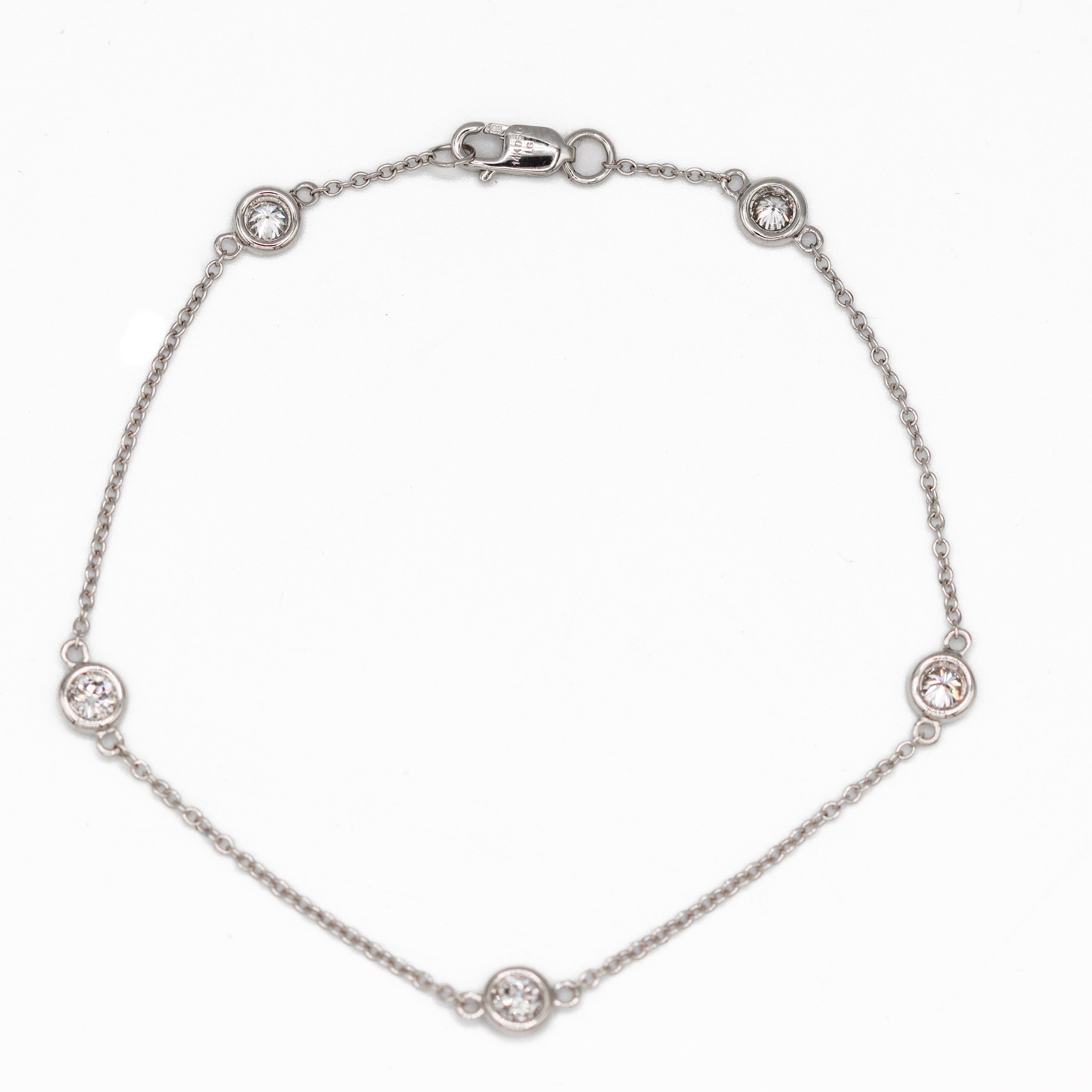 14K White Gold 1/2 CT. Lab-Grown Diamond Station Bracelet