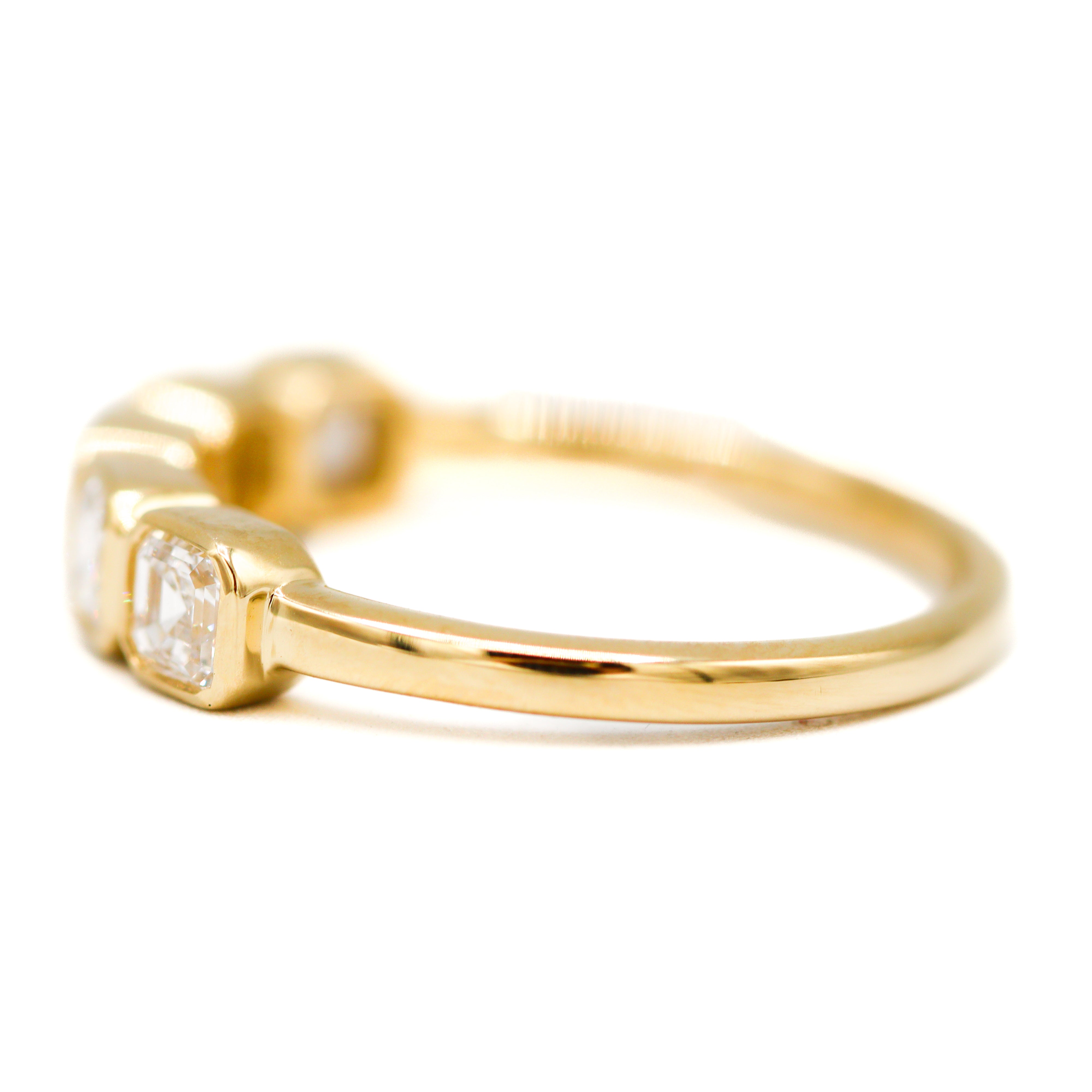14K Yellow Gold 1.00CT. Asscher Lab-Grown 5 Diamond Bezel Band