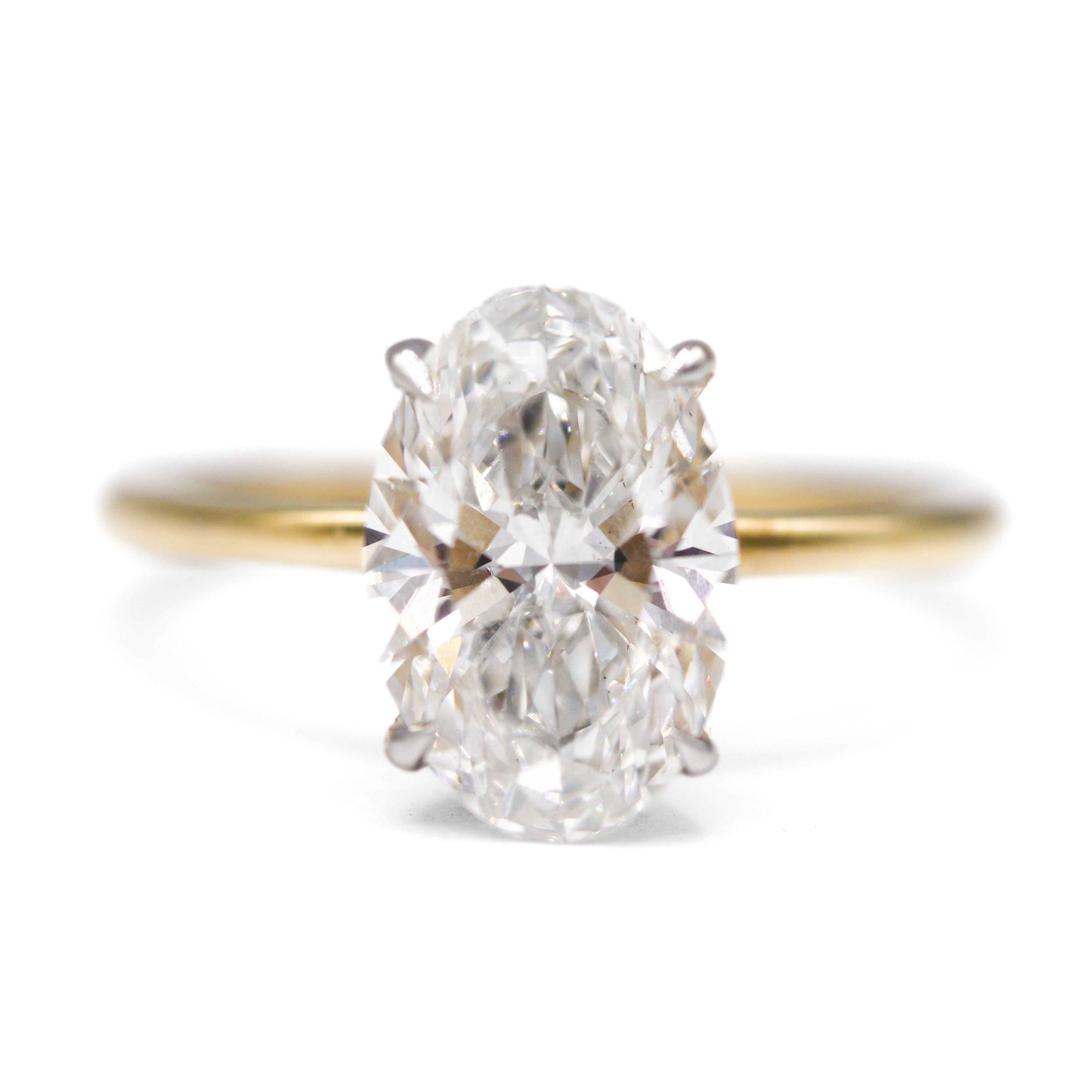 The "ANNA" — 14K Yellow Gold Certified 3CT. Oval Hidden-Halo Lab-Grown Solitaire Engagement Ring