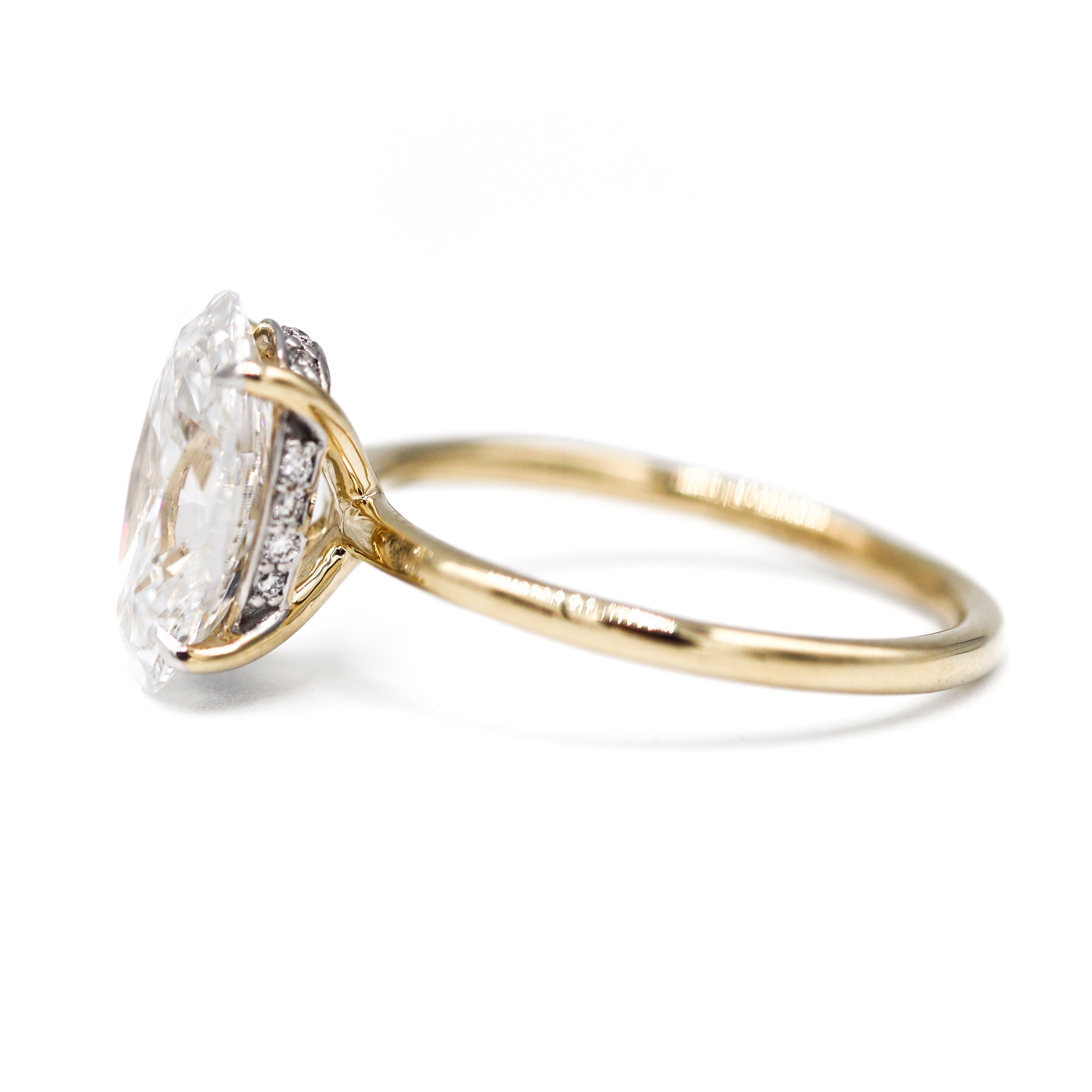 The "ANNA" — 14K Yellow Gold Certified 3CT. Oval Hidden-Halo Lab-Grown Solitaire Engagement Ring