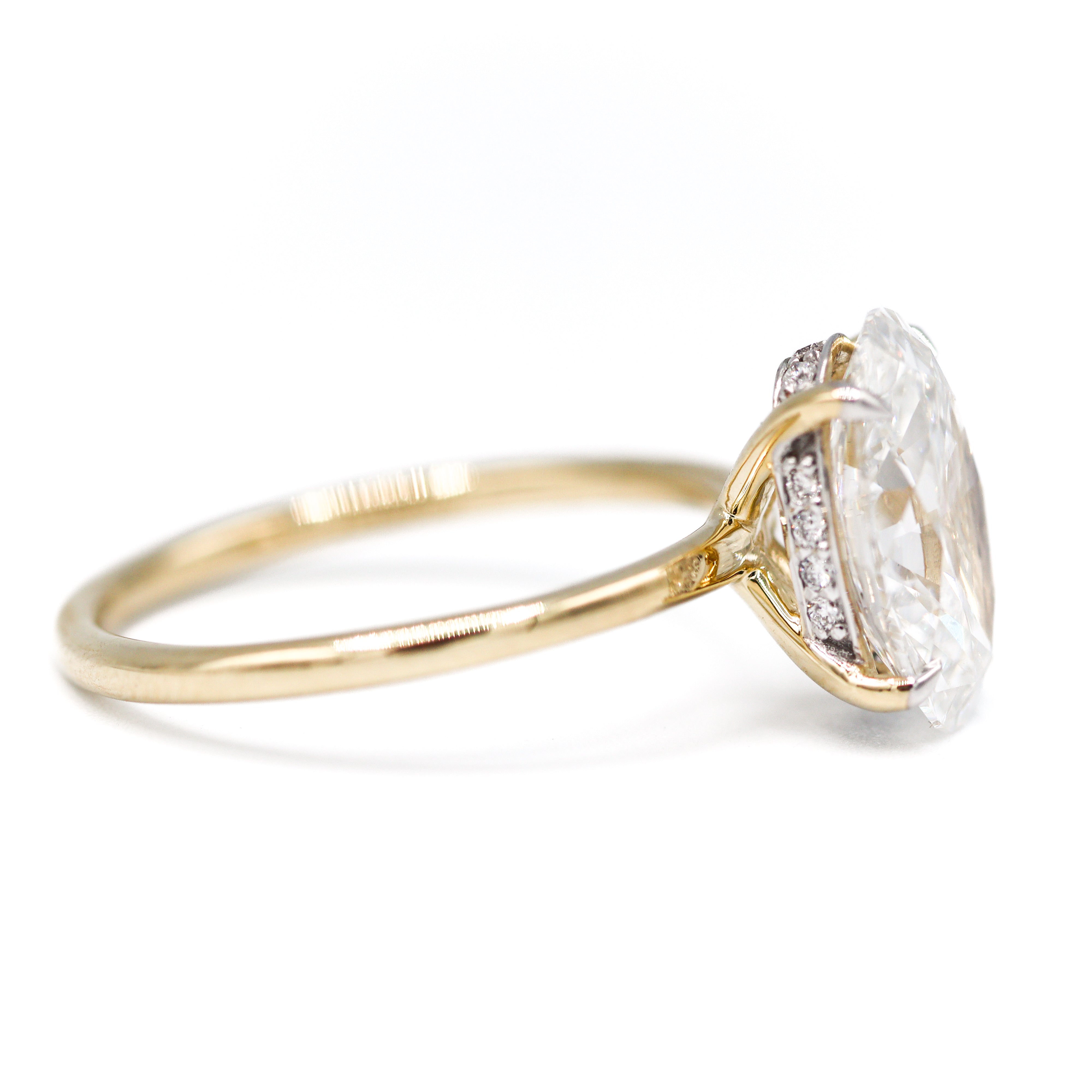 The "ANNA" — 14K Yellow Gold Certified 3CT. Oval Hidden-Halo Lab-Grown Solitaire Engagement Ring