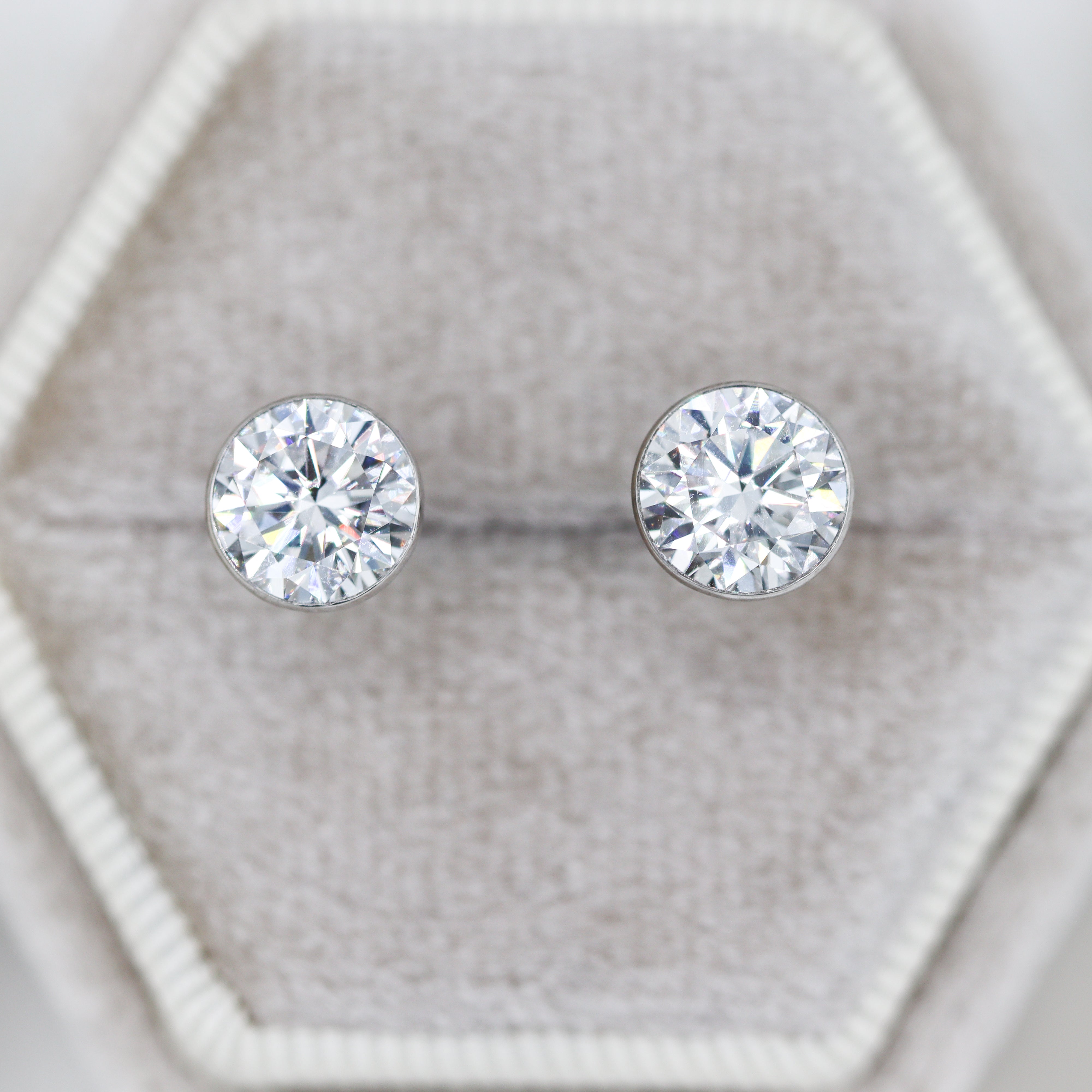 14K White Gold 3CTW. Bezel-Set Lab-Grown Diamond Martini Stud Earrings - ONLINE ONLY
