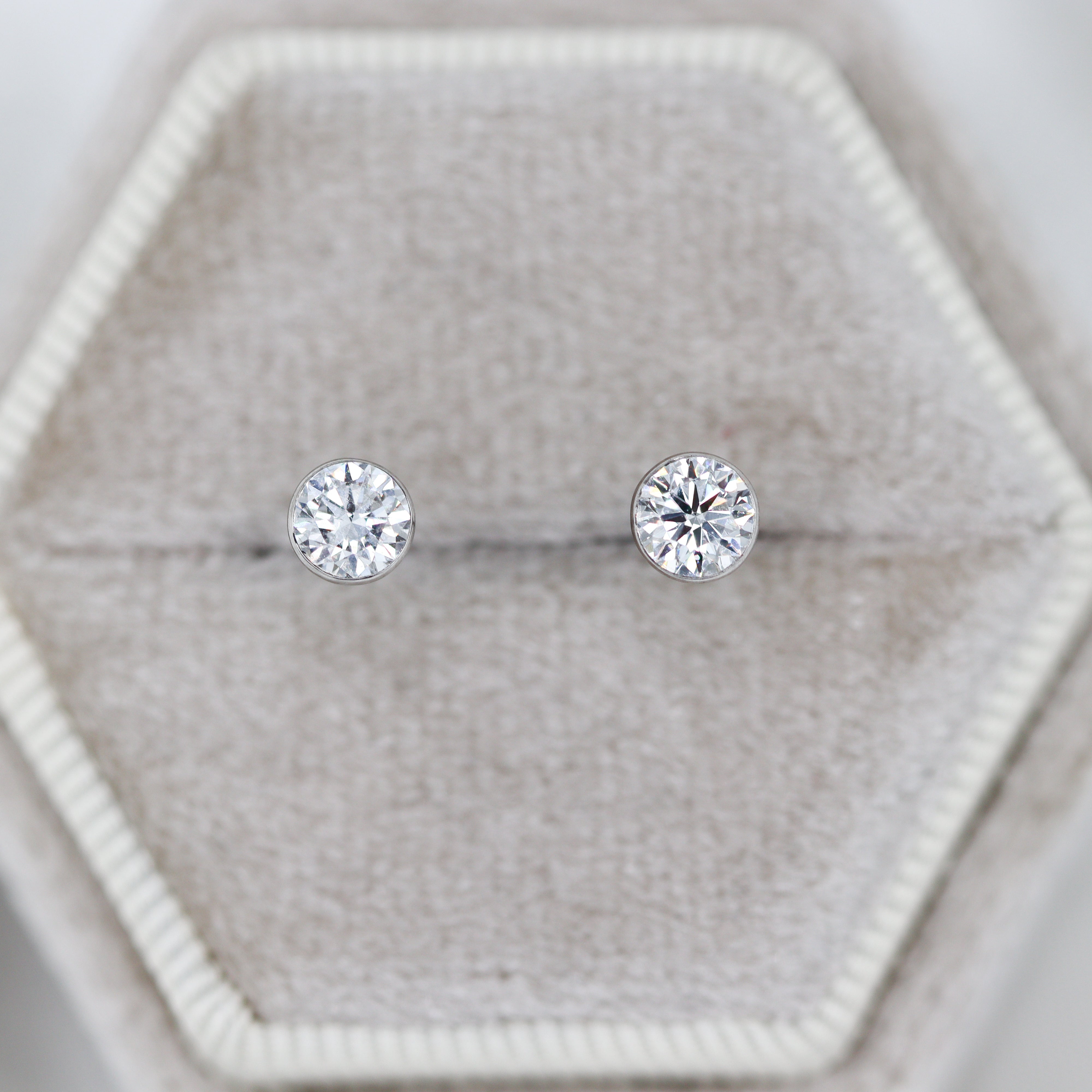14K White Gold 0.5CTW. Lab-Grown Diamond Bezel-Set Martini Stud Earrings - ONLINE ONLY