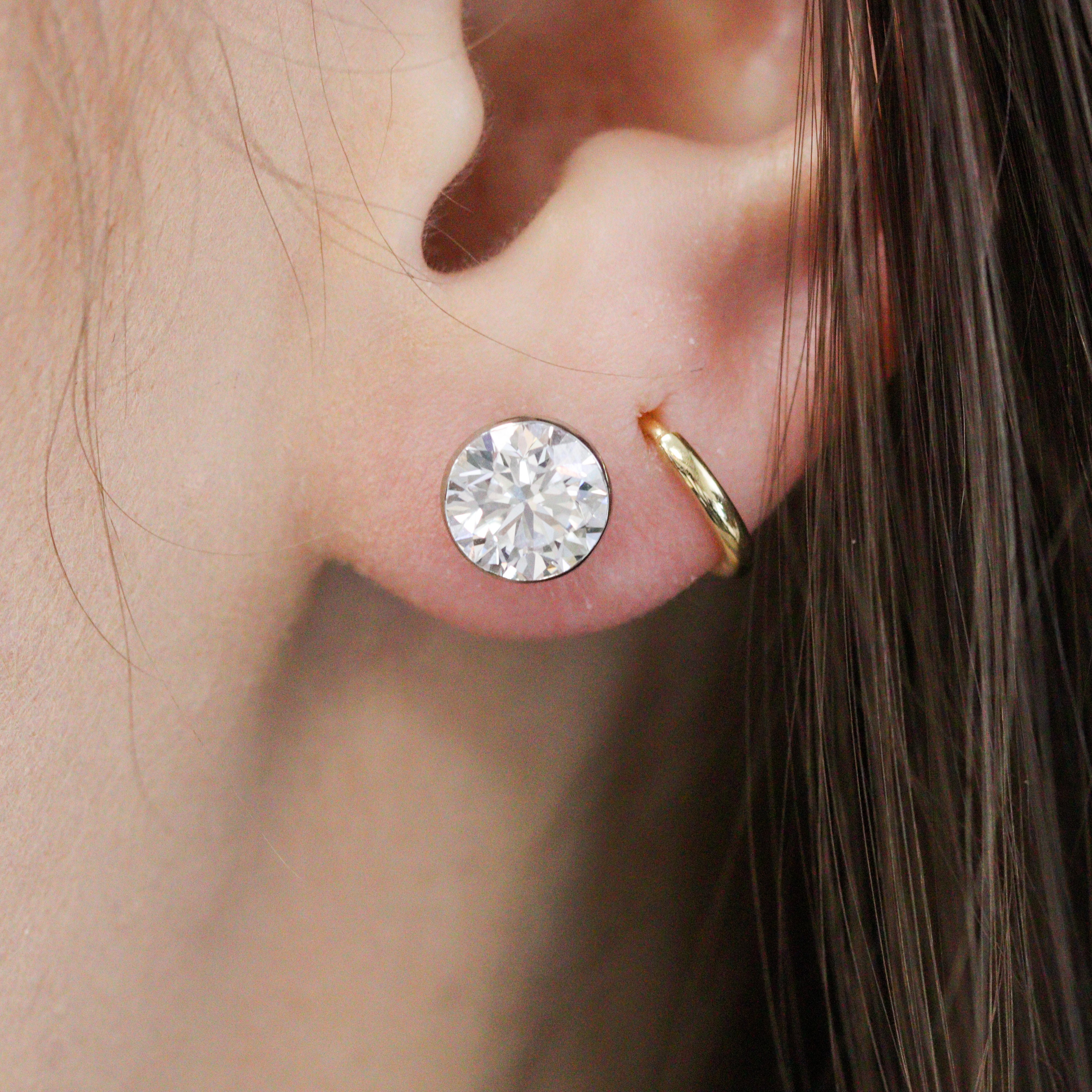 14K White Gold 3CTW. Bezel-Set Lab-Grown Diamond Martini Stud Earrings - ONLINE ONLY