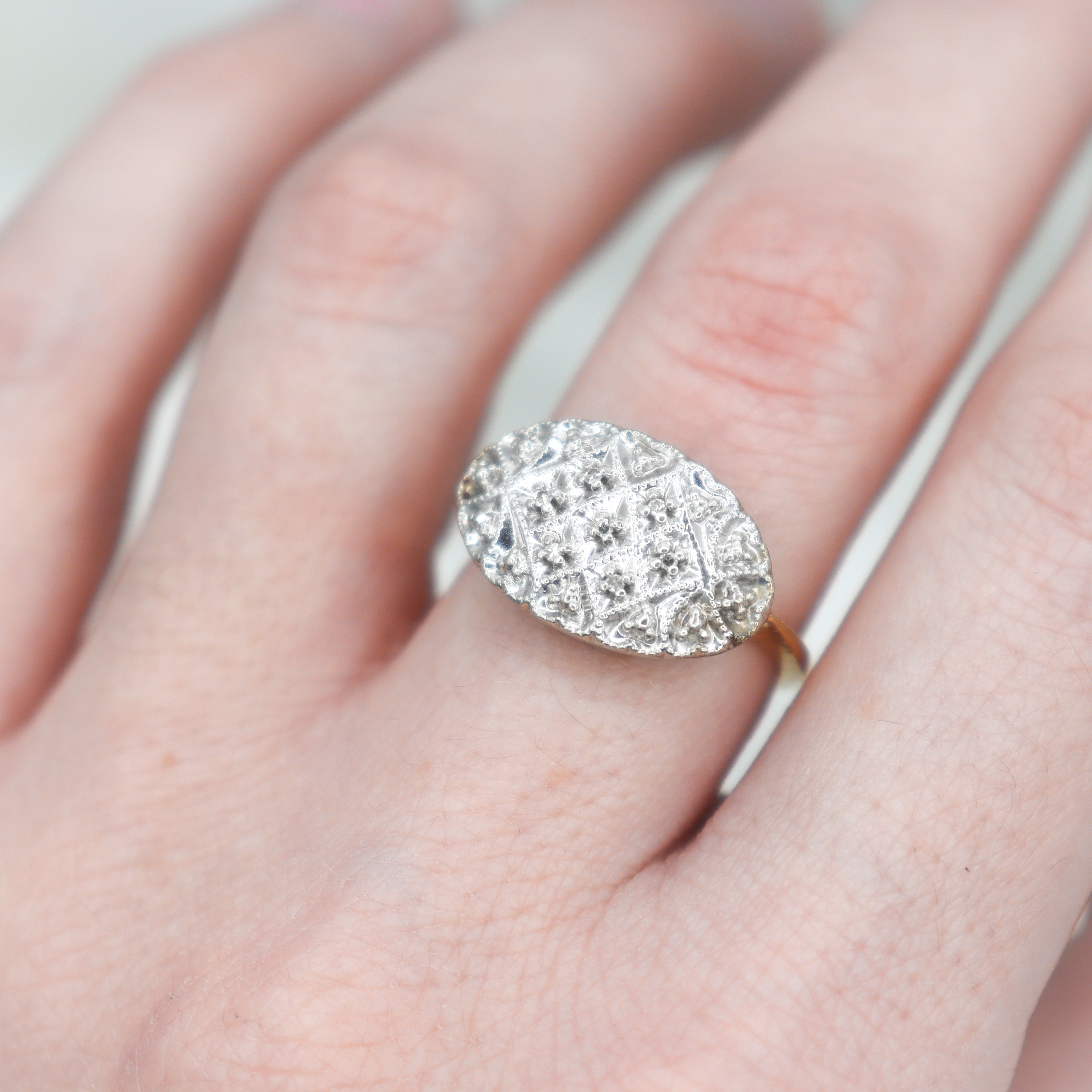 14k yellow gold diamond cluster estate cocktail ring