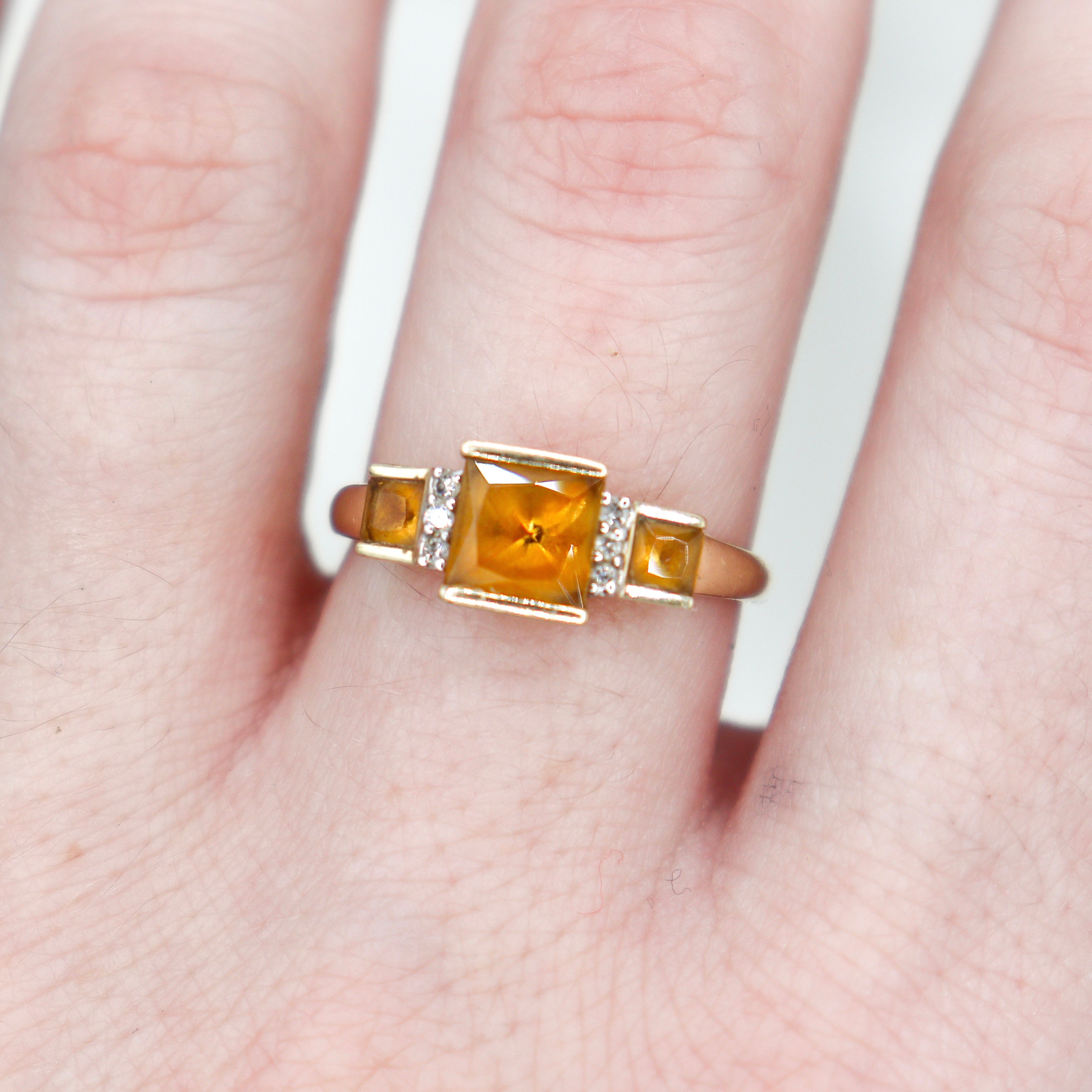 Estate 10k yellow gold Citrine cocktail ring