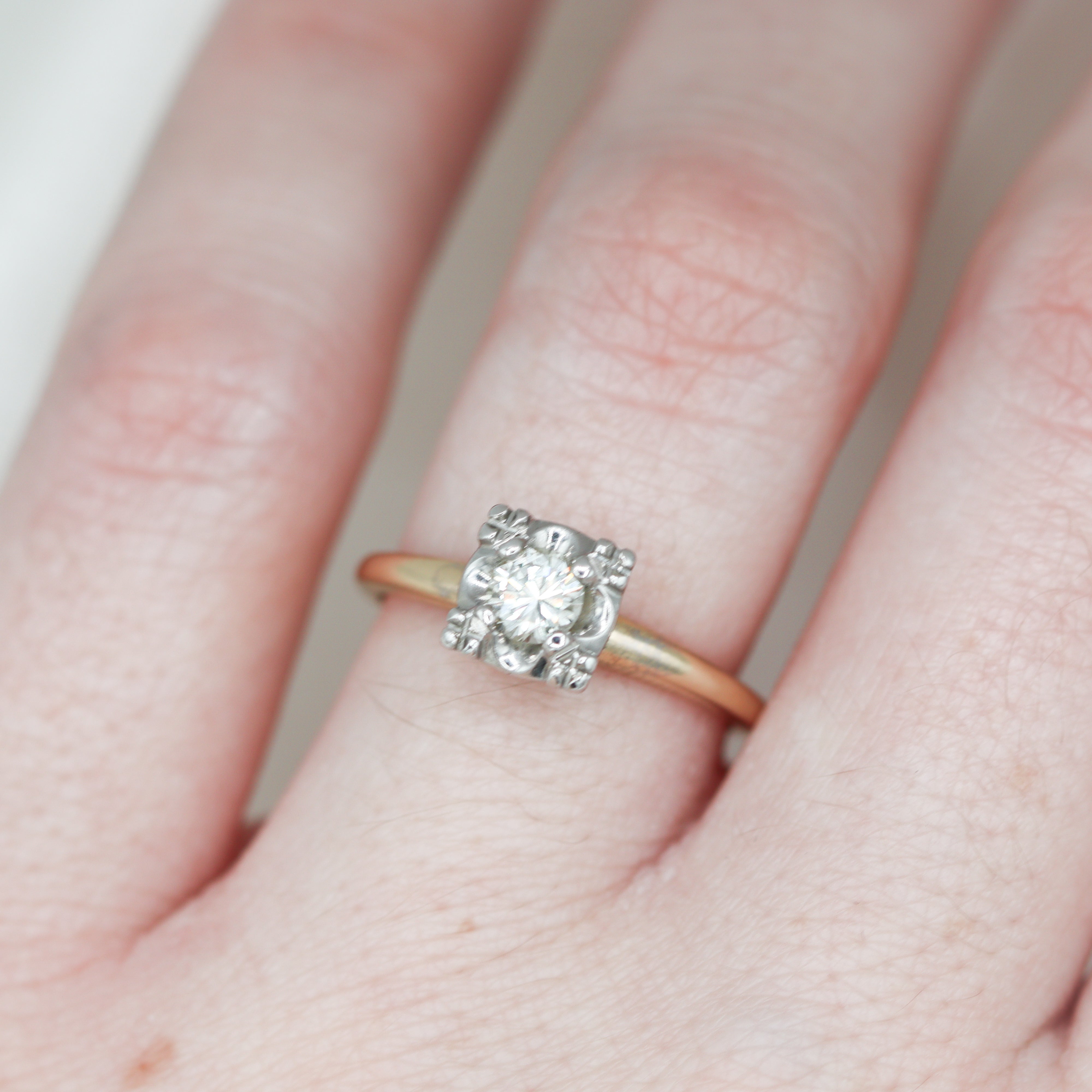 Estate Collection: 14K Two Tone 1/4CT. Illusion-Set Round Diamond Engagement Ring