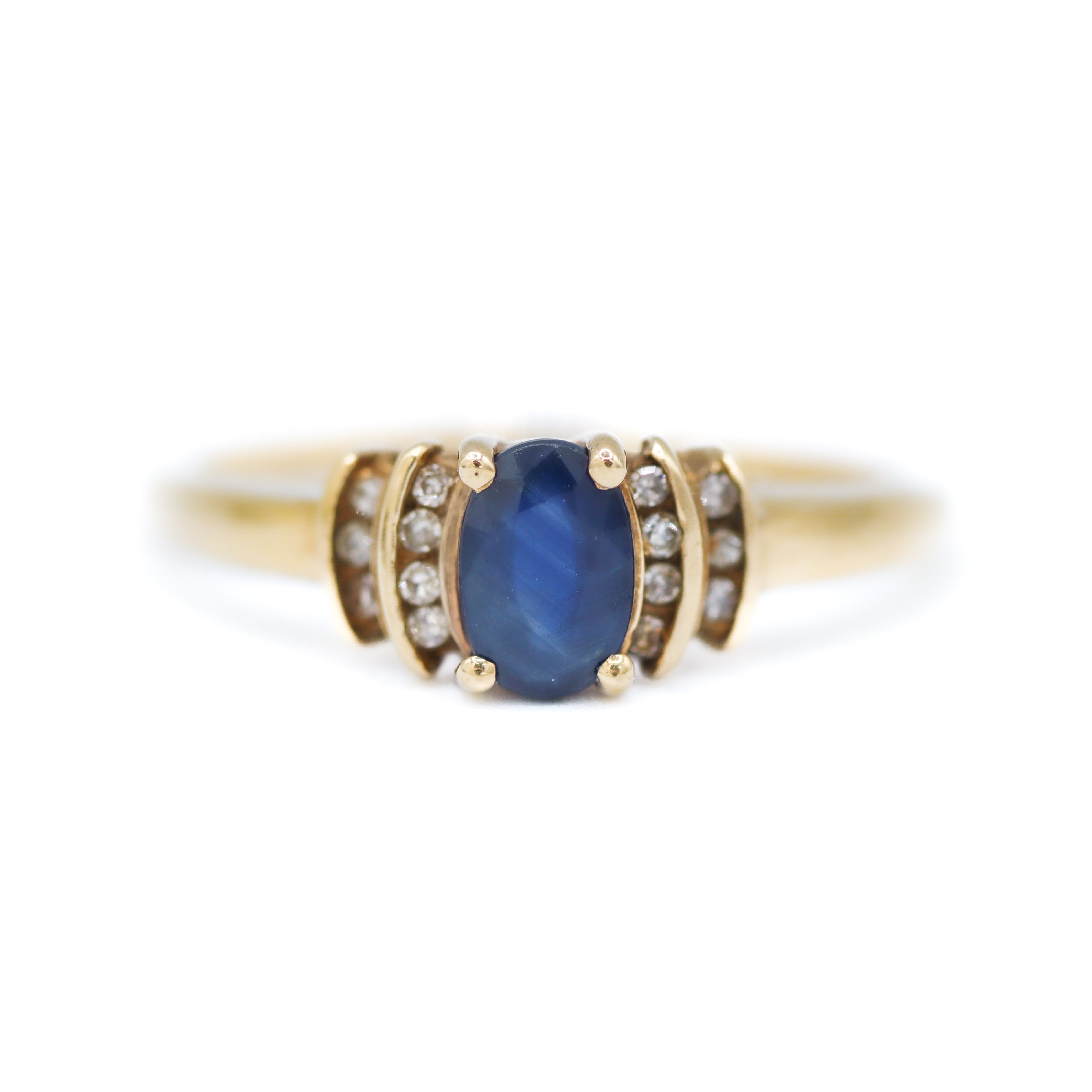 Estate Collection: 10K Yellow Gold Sapphire & Diamond Accented Ring