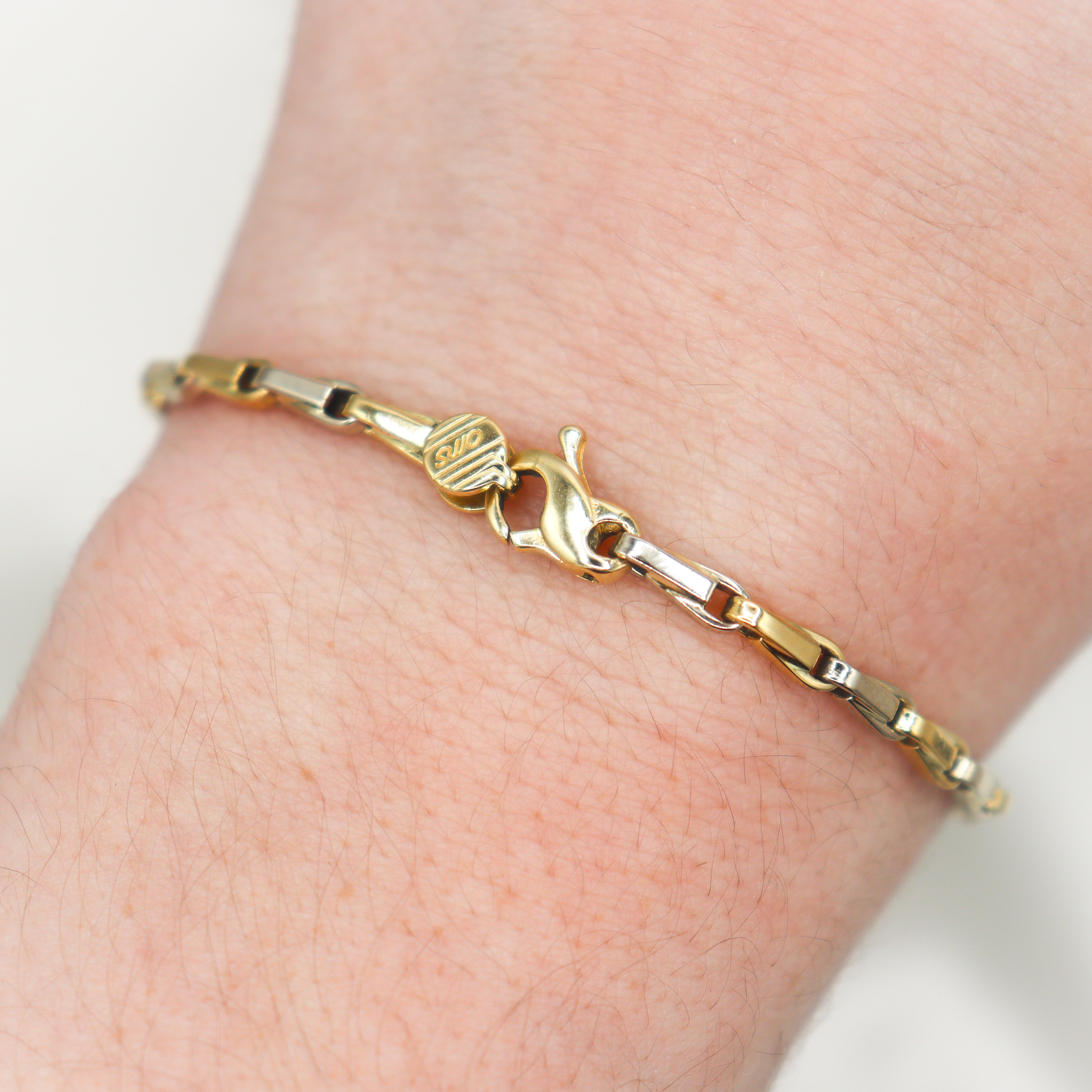 Estate Clasp on 18K Yellow & White Gold Square Link Bracelet