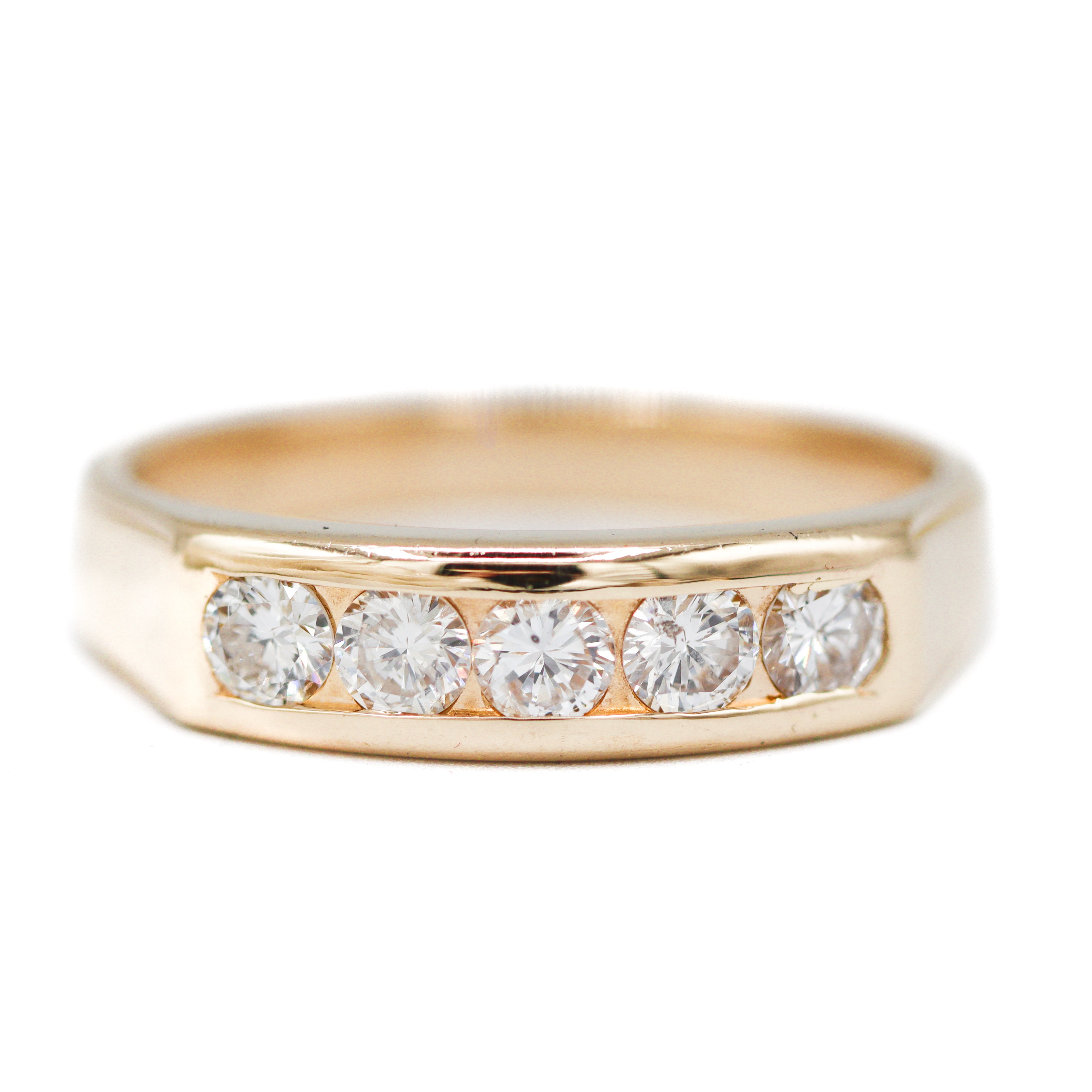 14K Yellow Gold 0.85CTW. Diamond Men's Band
