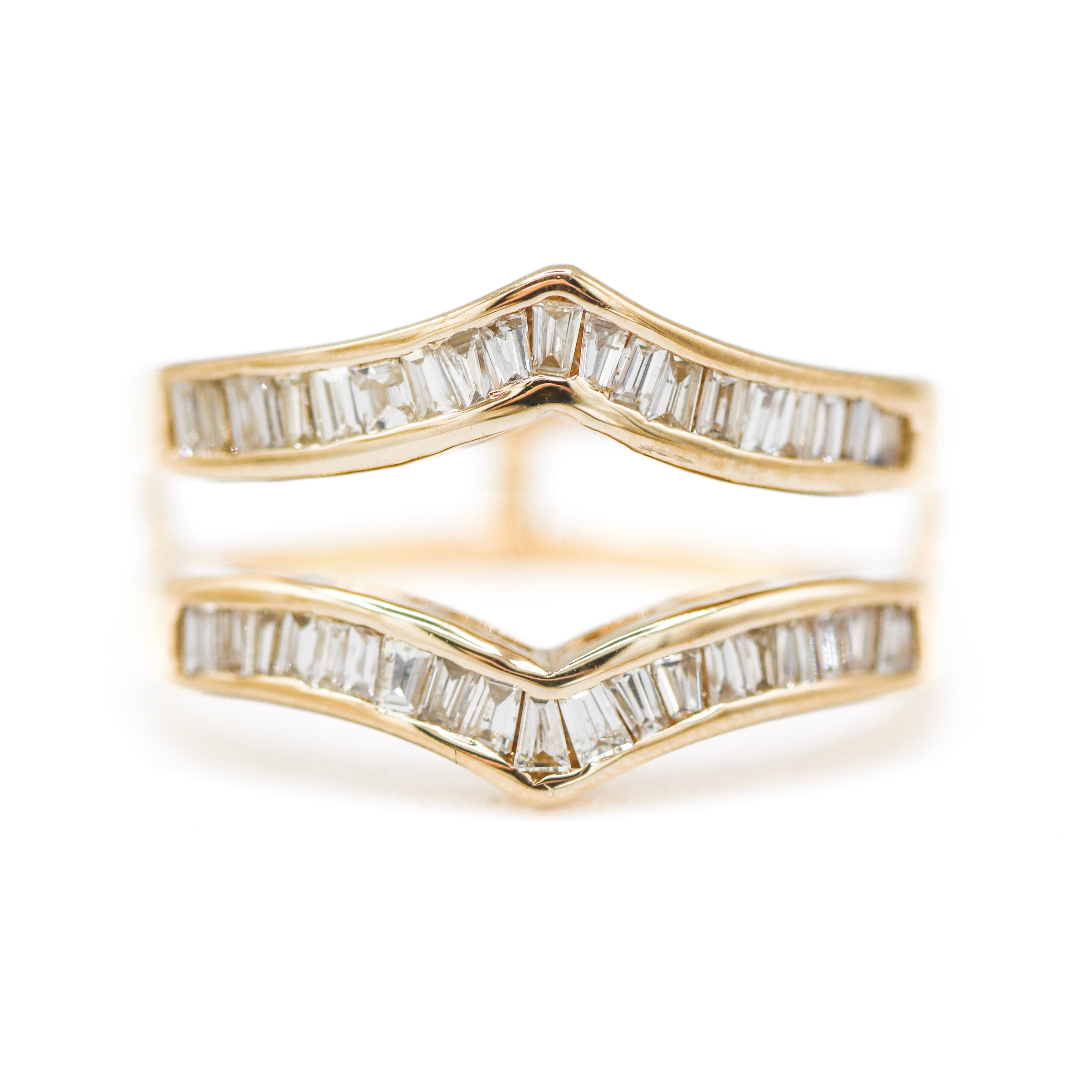 Front Estate 14K Yellow Gold Diamond Channel-Set Baguette Diamond Ring Enhancer