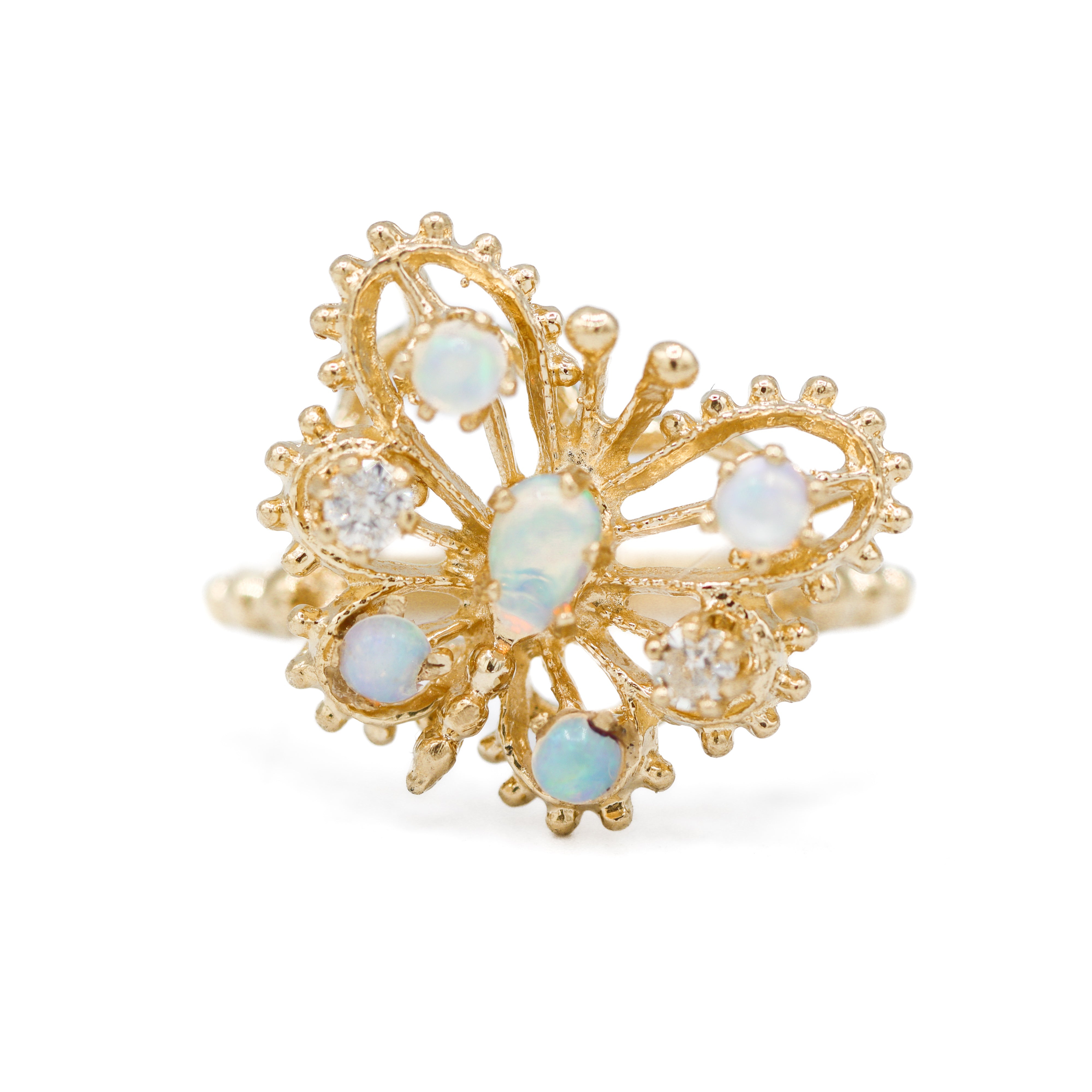 Estate Collection: 14K Yellow Gold Butterfly Ring With Blue Stones
