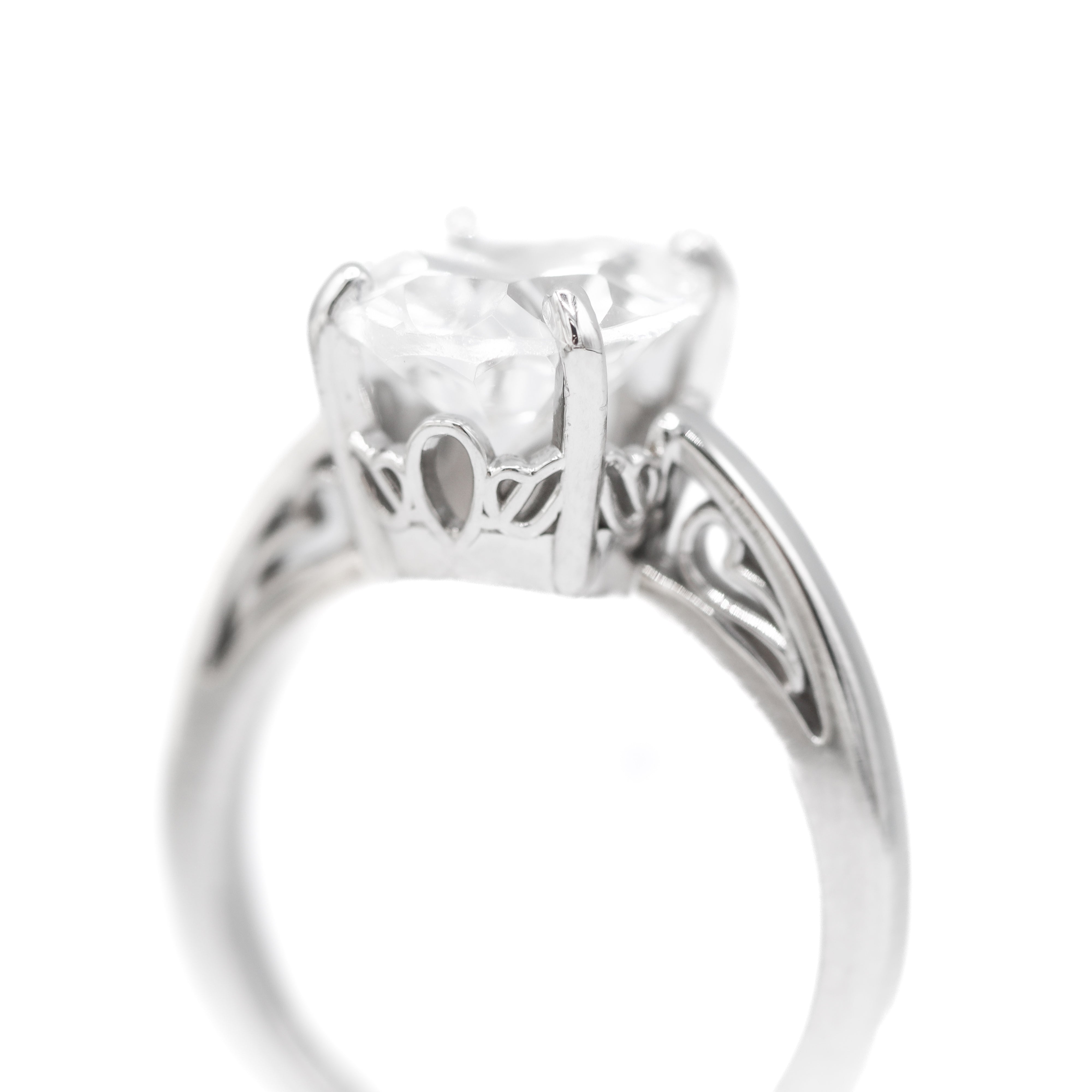 Estate Collection: 14K White Gold Oval Clear Stone Cocktail Ring