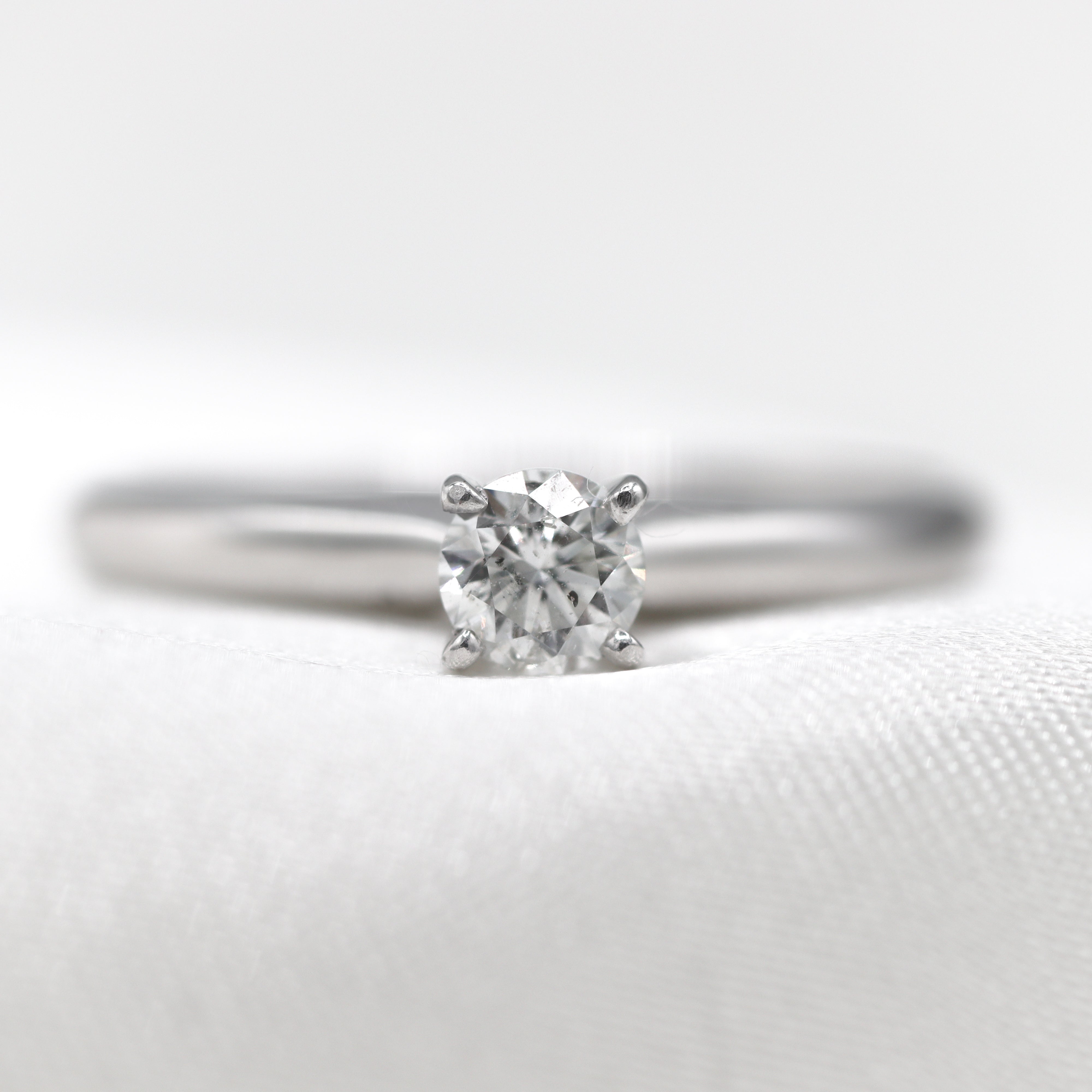 Estate Collection: 14K White Gold 0.30CT Round Solitaire Diamond Engagement Ring