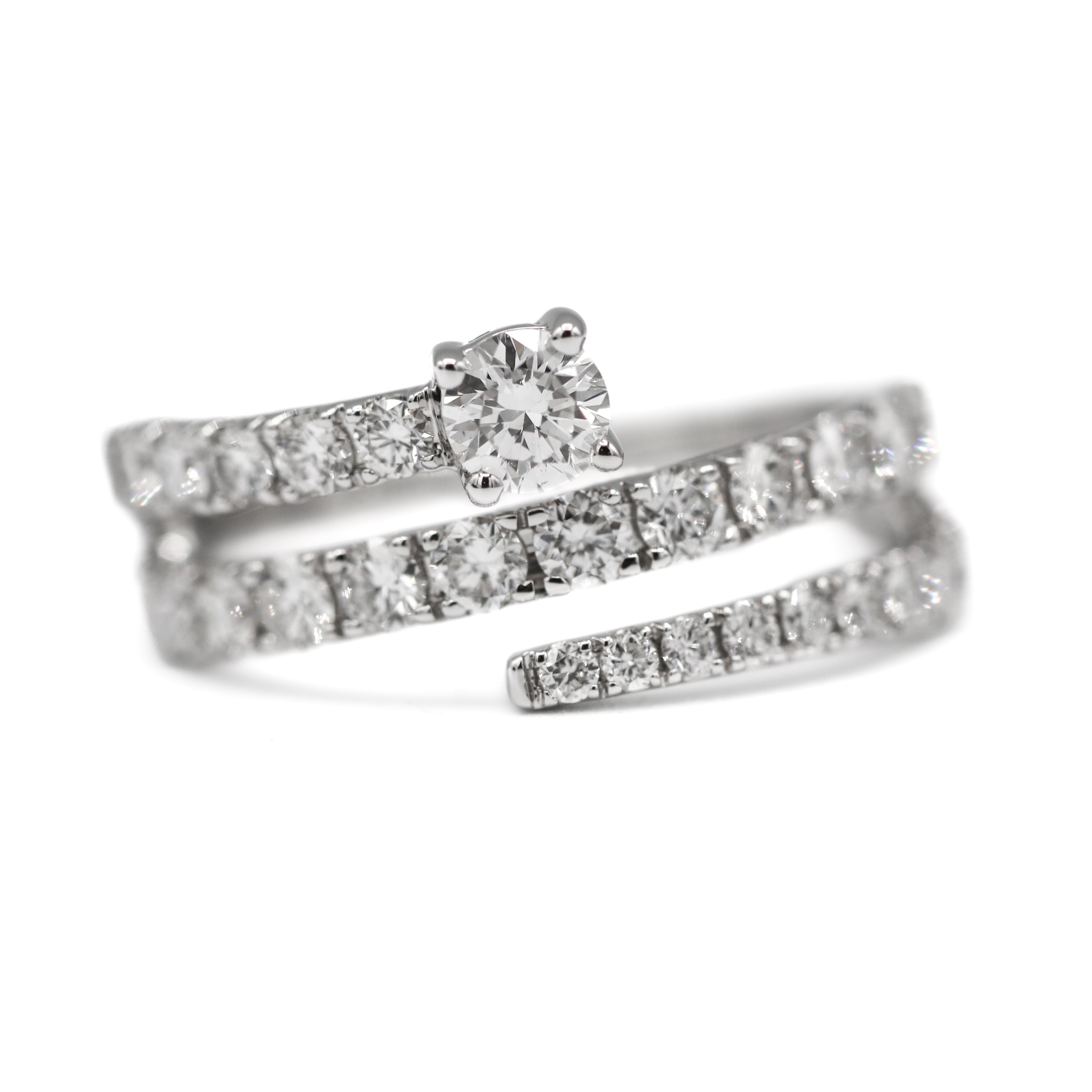 14K White Gold 1.25CTW. Round Lab-Grown Diamond Snake Inspired Ring