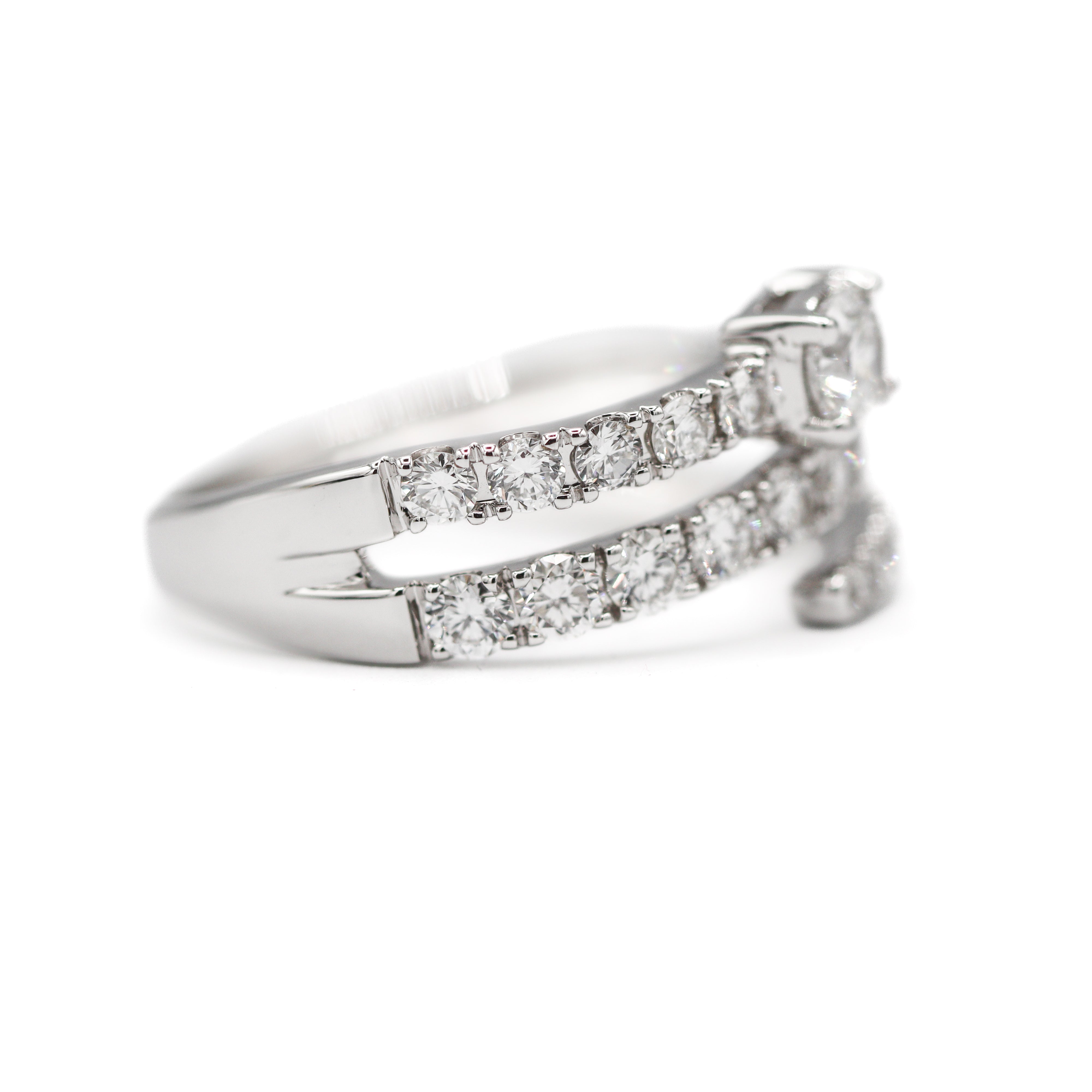 Side view 14K White Gold 1.25CTW. Round Lab-Grown Diamond Snake Inspired Ring