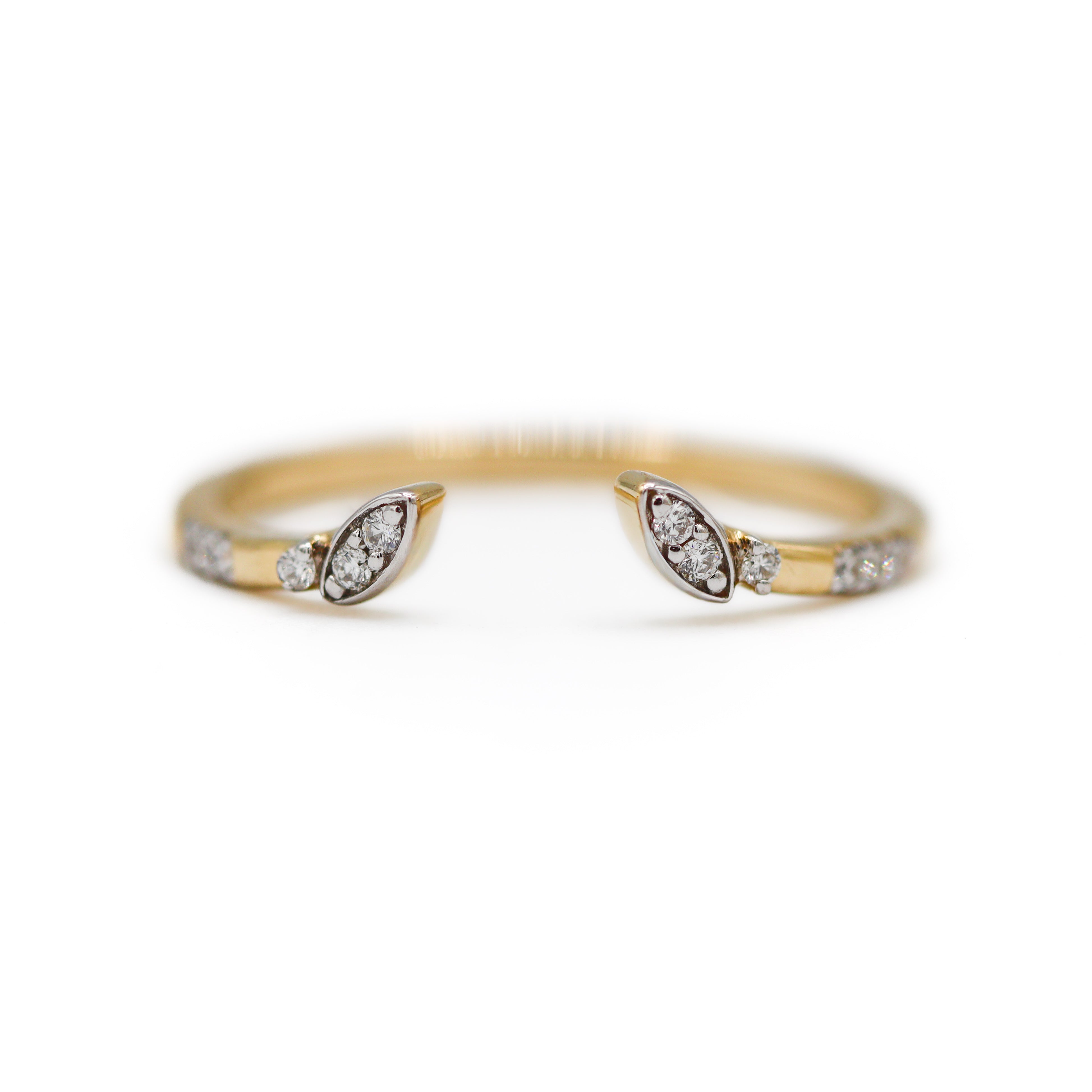 14K Yellow Gold 0.09CTW. Diamond Open Shank Band