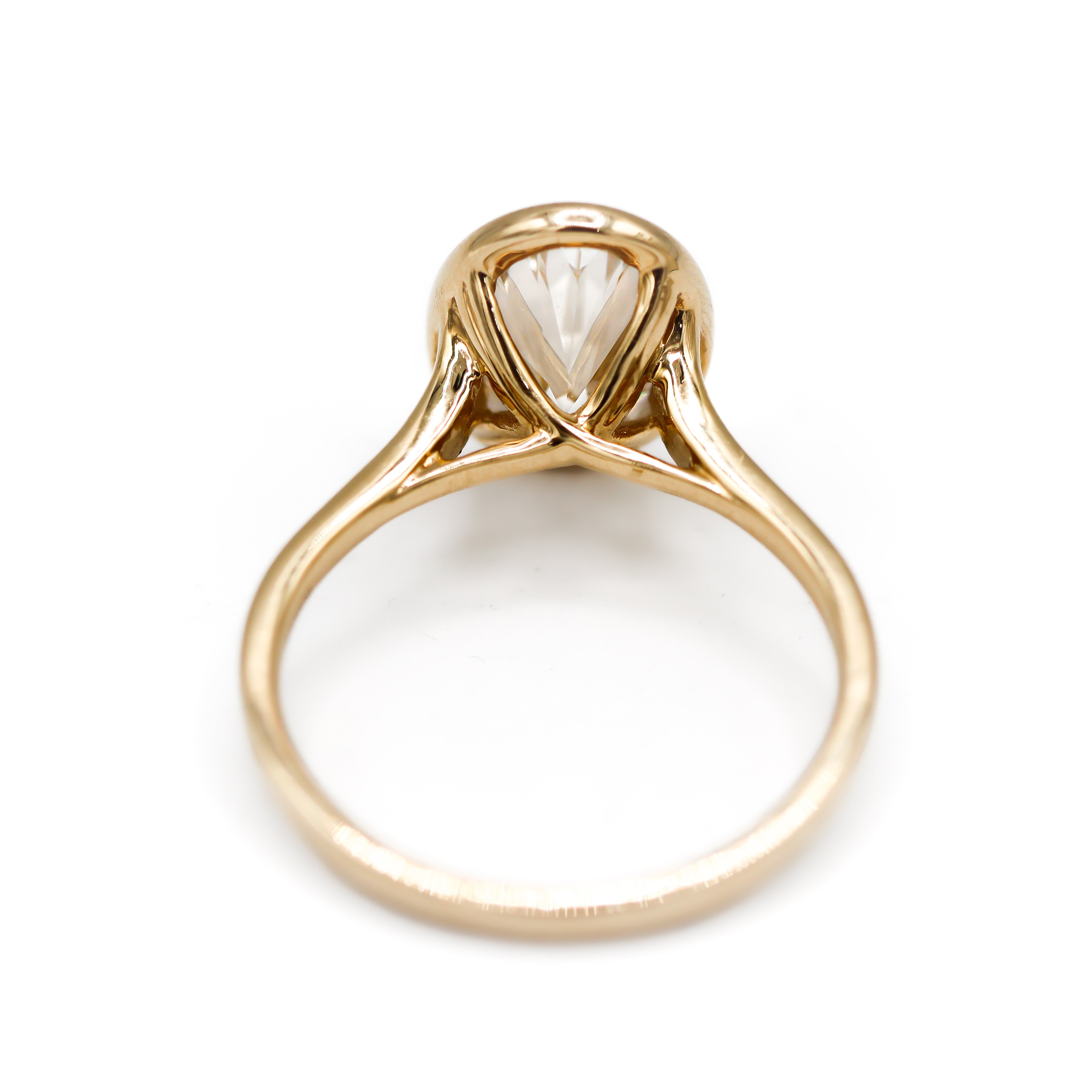 The "Diana" — 14K Yellow Gold Certified 3.01CT. Oval-Cut Lab-Grown Diamond Bezel-Set Engagement Ring