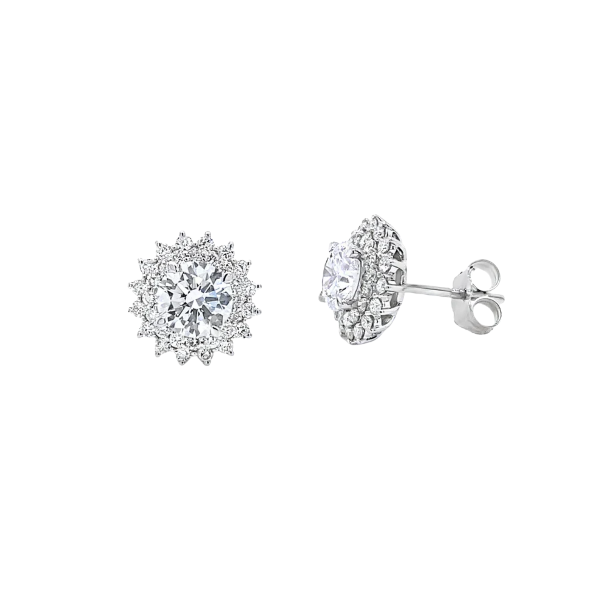 10K White Gold 2.00CT. Diamond Halo Stud Earrings